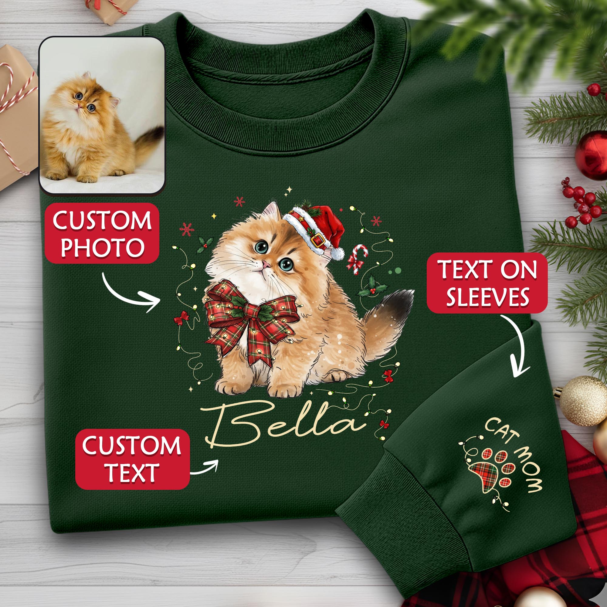 Custom Pet Lover Sweatshirt – Handmade Christmas Gift for Women & Cat Moms