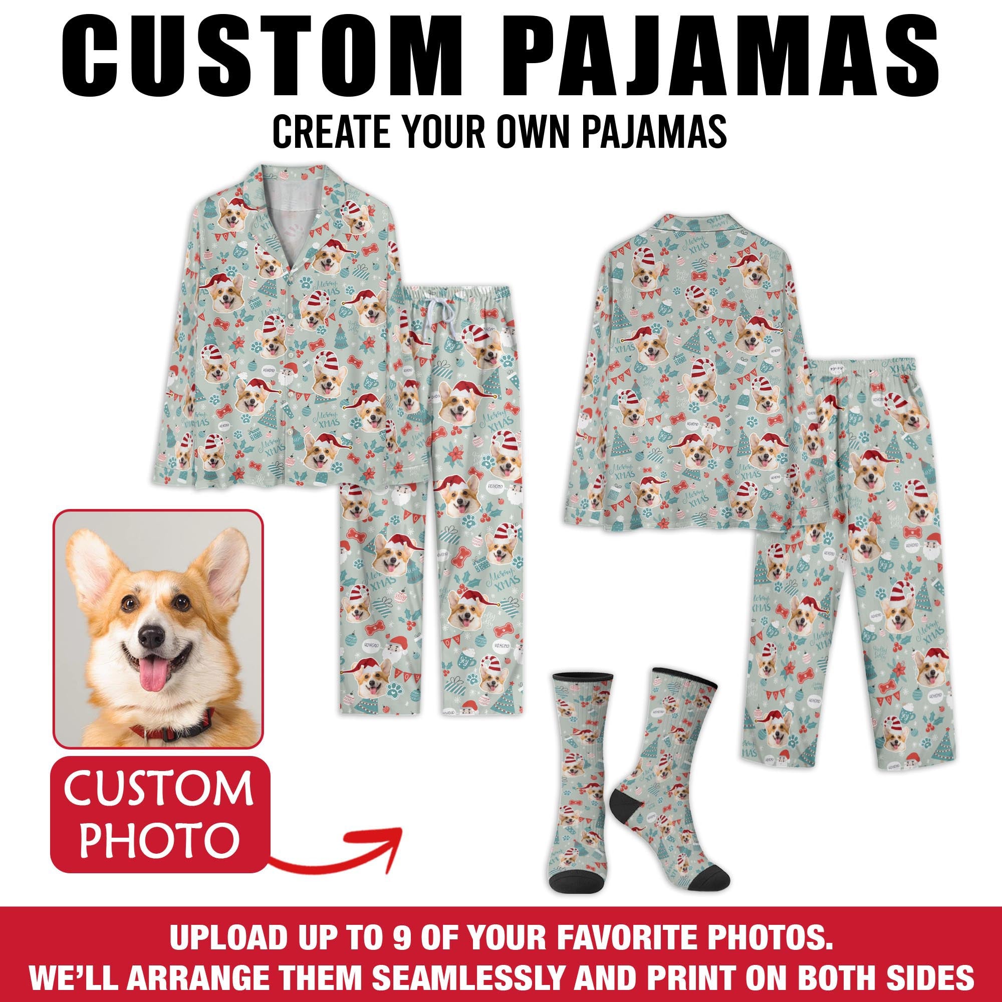 Customized Pet Pajamas – Unique Pet Lover Gift, Personalized Pet Face Sleepwear for Christmas