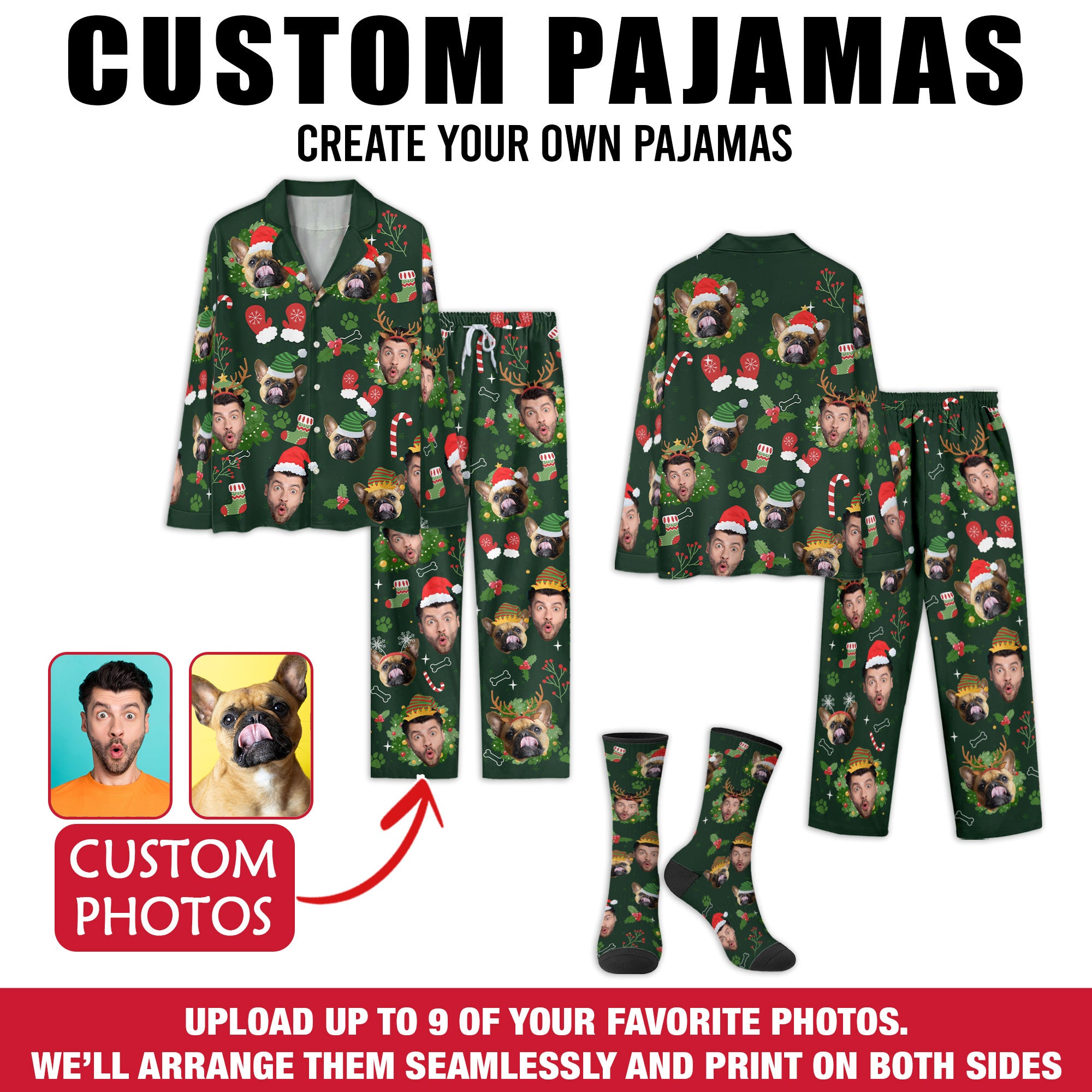 Custom Pet & Owner Christmas Pajamas – Personalized Dog Lover Holiday Sleepwear with Festive Design