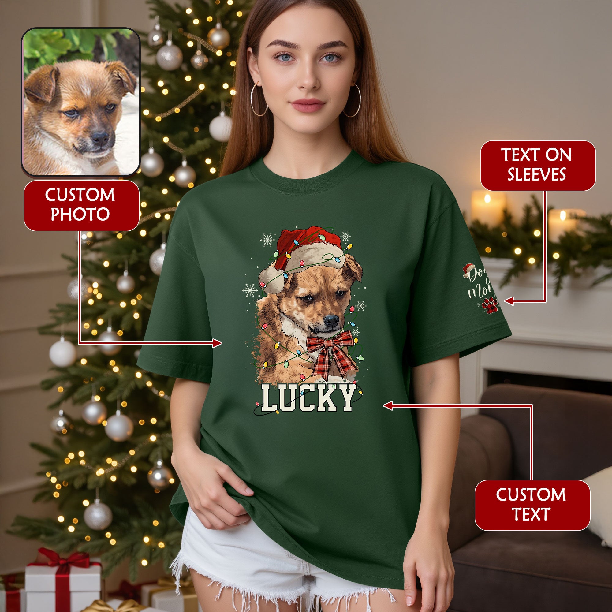 Custom Dog Shirt – Personalized Pet Photo T-Shirt, Holiday Gift for Dog Mom