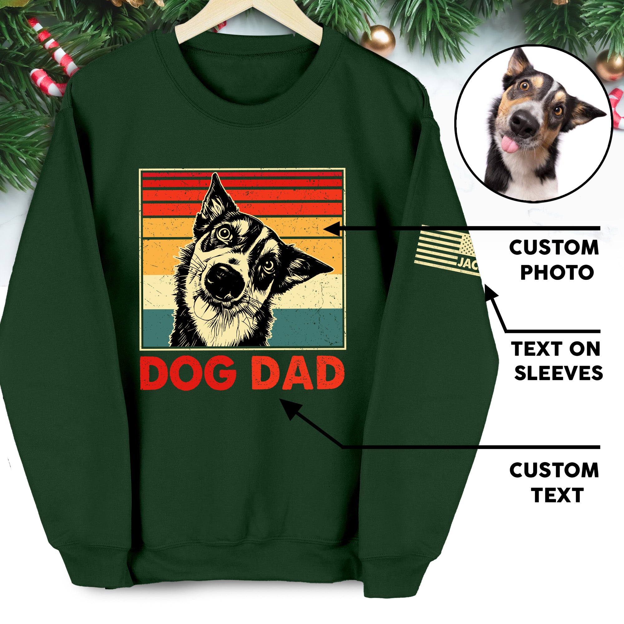 Personalized Dog Dad Sweatshirt – Custom Retro Dog Art, Perfect Gift for Dog Lovers