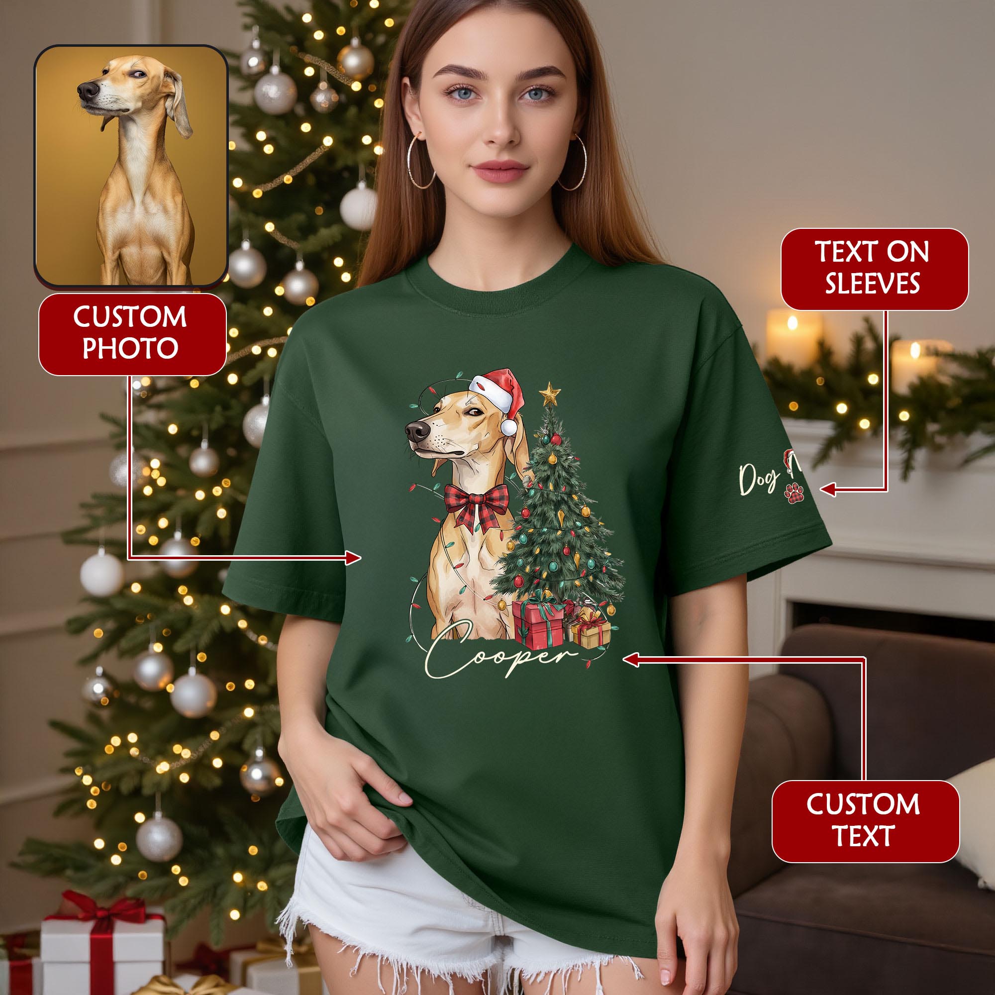 Custom Pet Photo Shirt – Personalized Dog Christmas Shirt, Perfect Gift for Pet Lovers