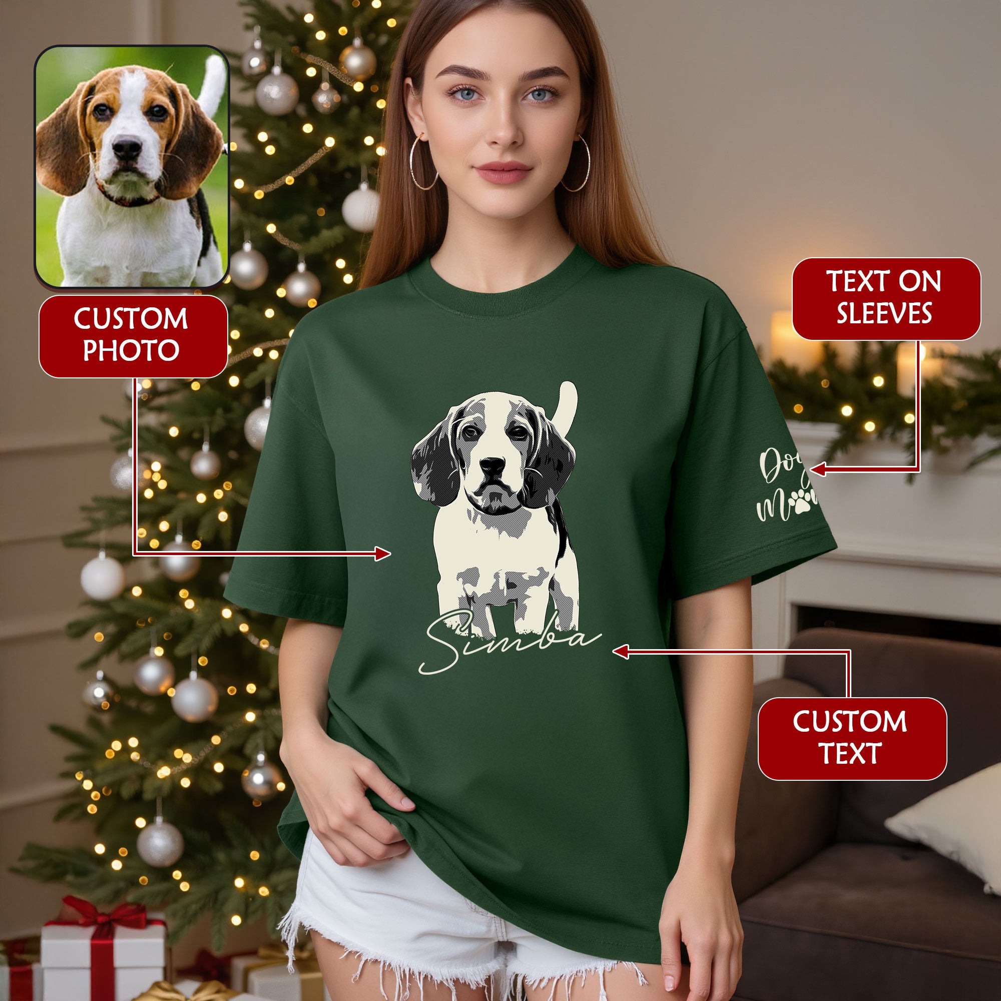 Custom Dog Lover T-Shirt with Name & Sleeve Print – Personalized Pet Graphic Tee
