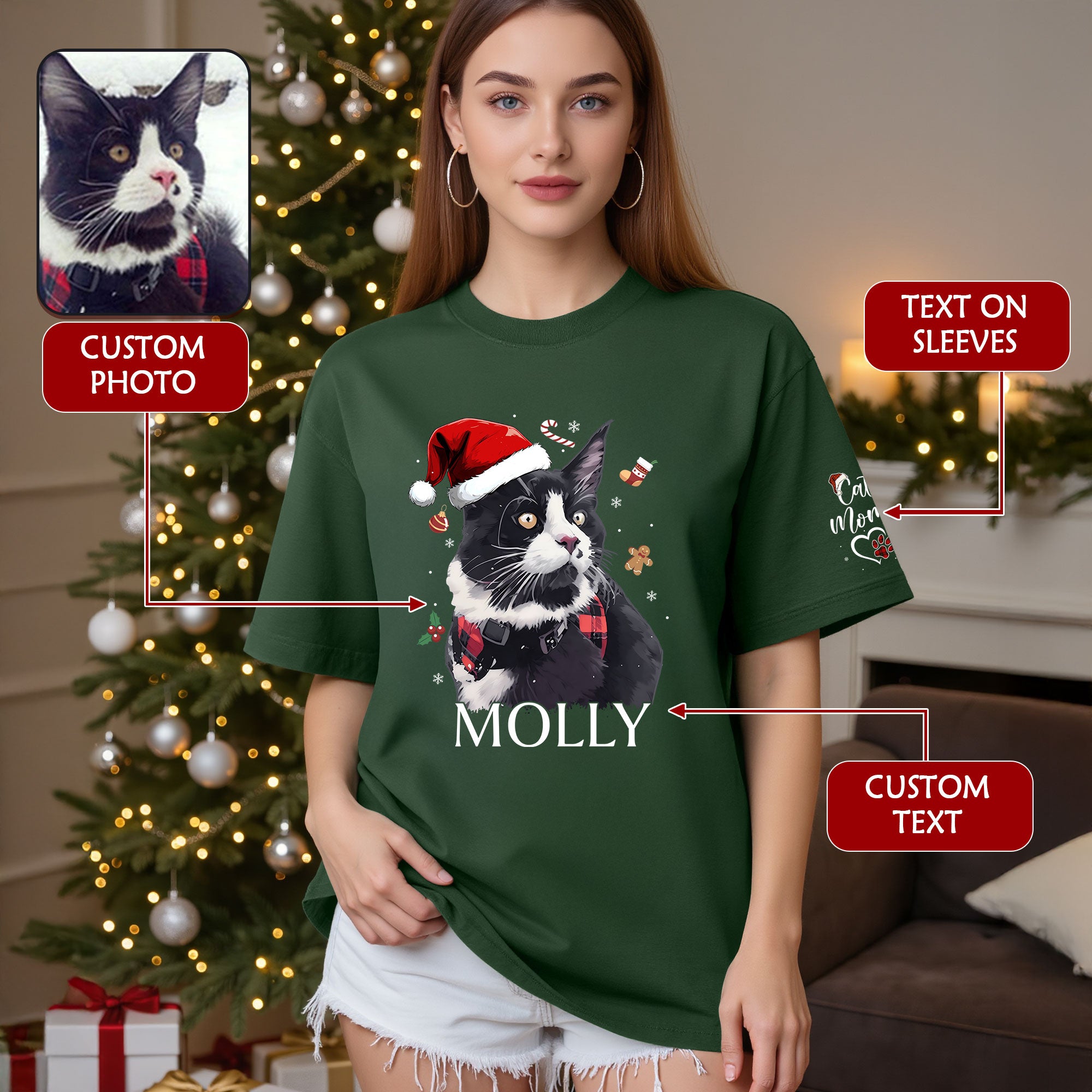 Personalized Cat T-Shirt – Custom Pet Photo Tee Gift for Animal Lovers
