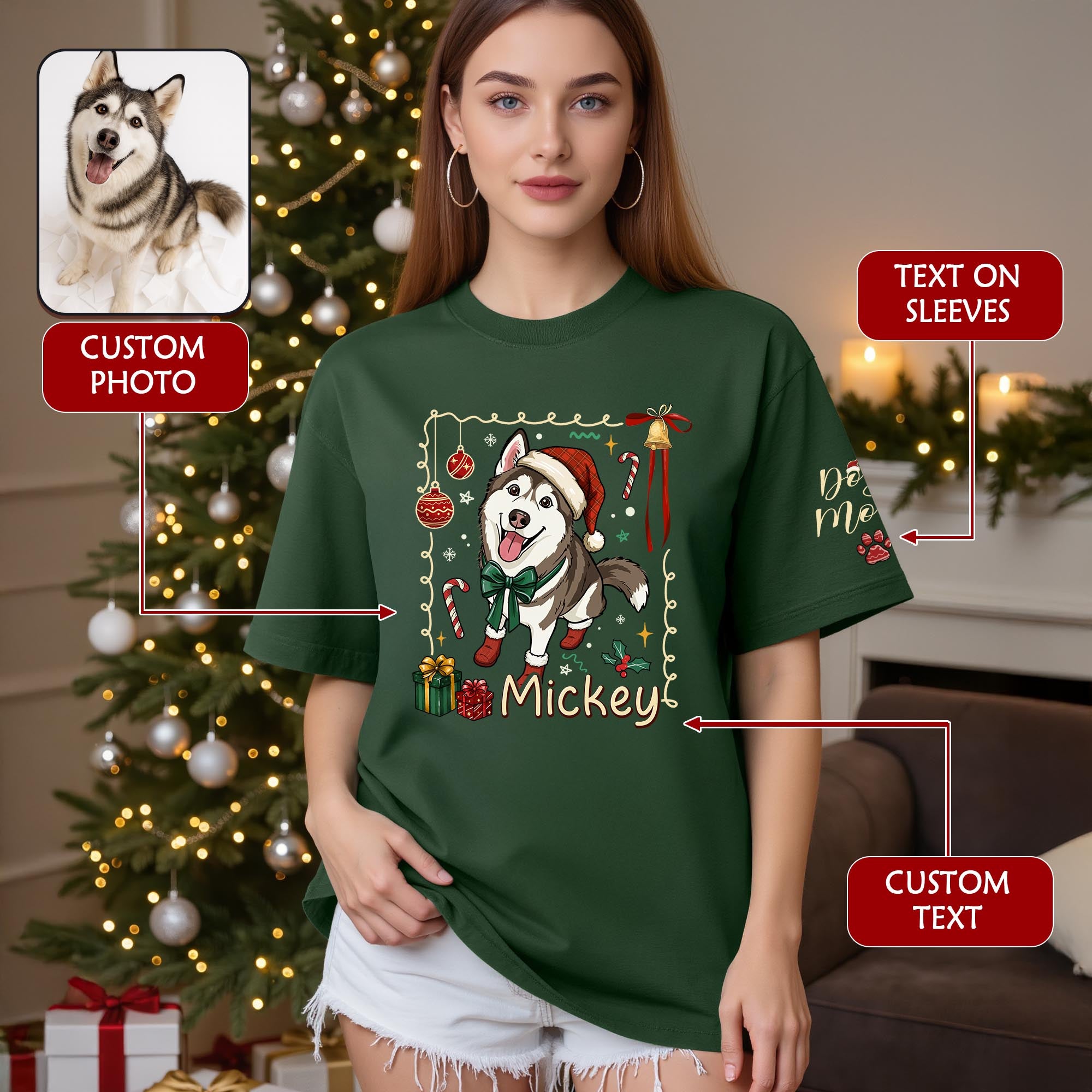 Personalized Dog Mom Shirt, Christmas Shirts For Women, Dog Mom Gift