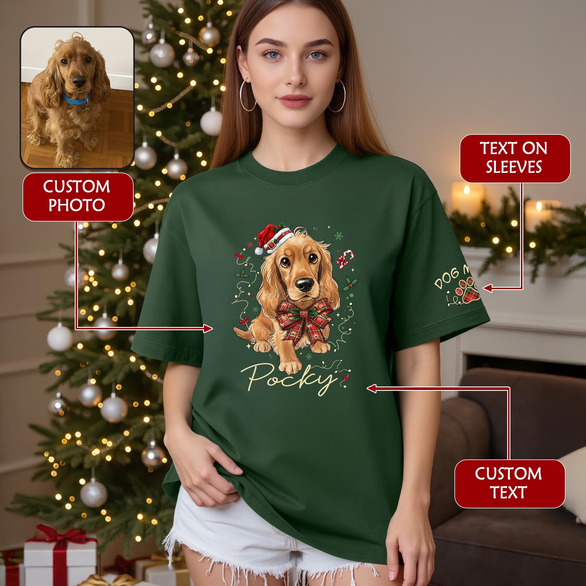 Personalized Dog Mom Shirt, Dog Mom Gift, Christmas Shirts For Women