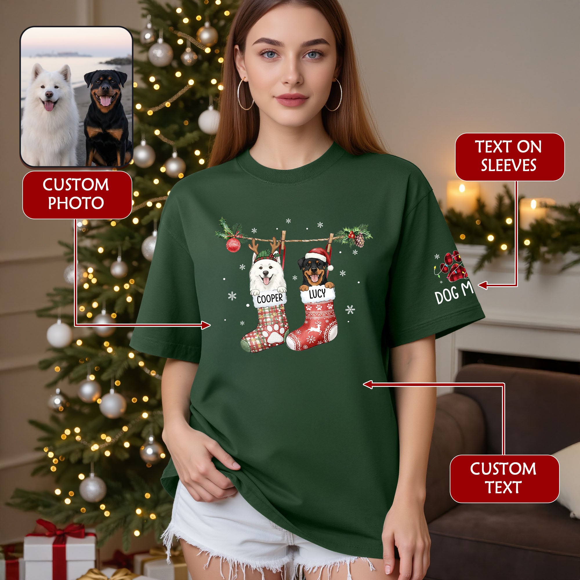 Custom Dog Lover Tee – Personalized Christmas Shirt, Cute Gift for Pet Lovers