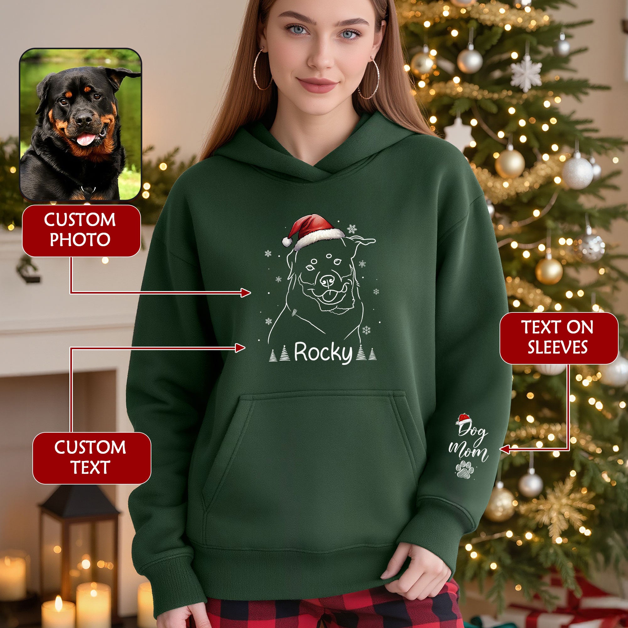 Custom Dog Face Hoodie – Elegant Line Art Design with Your Pet’s Name, Unique Dog Mom Gift