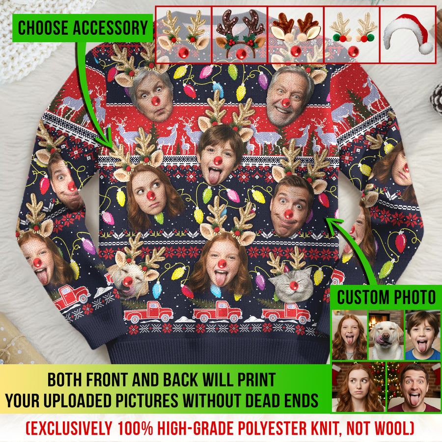 Custom Christmas Face Sweatshirt – Personalized Funny Holiday Photo Sweater