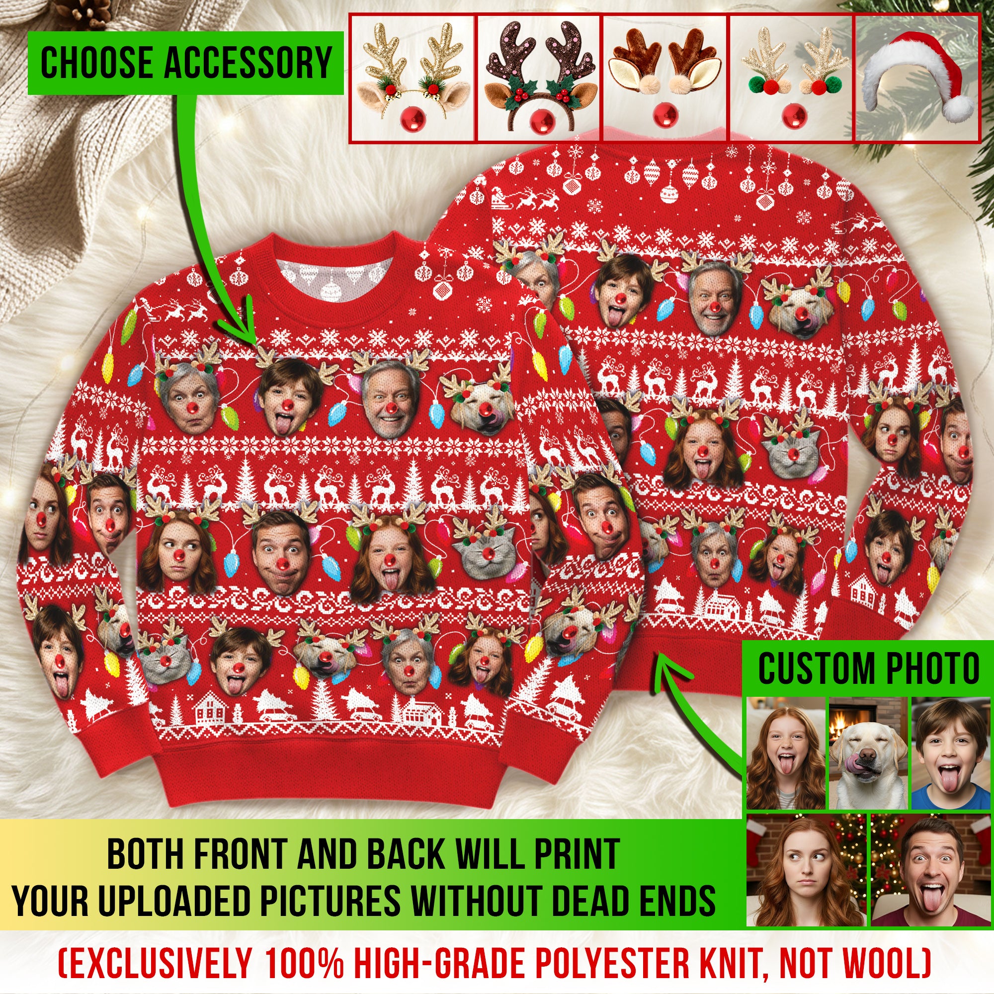 Funny Holiday Face Sweatshirt – Customized Family Christmas Sweater