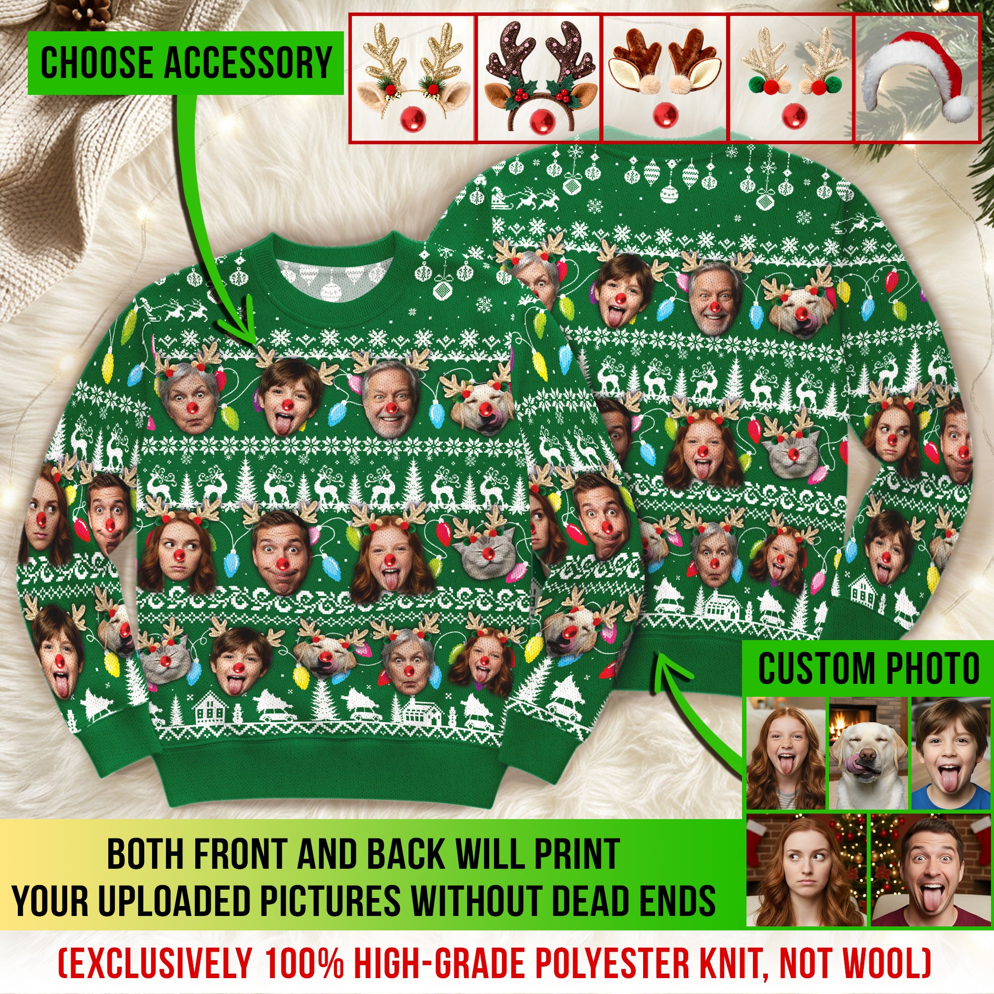Custom Face Xmas Ugly Sweater – Personalized Funny Holiday Apparel