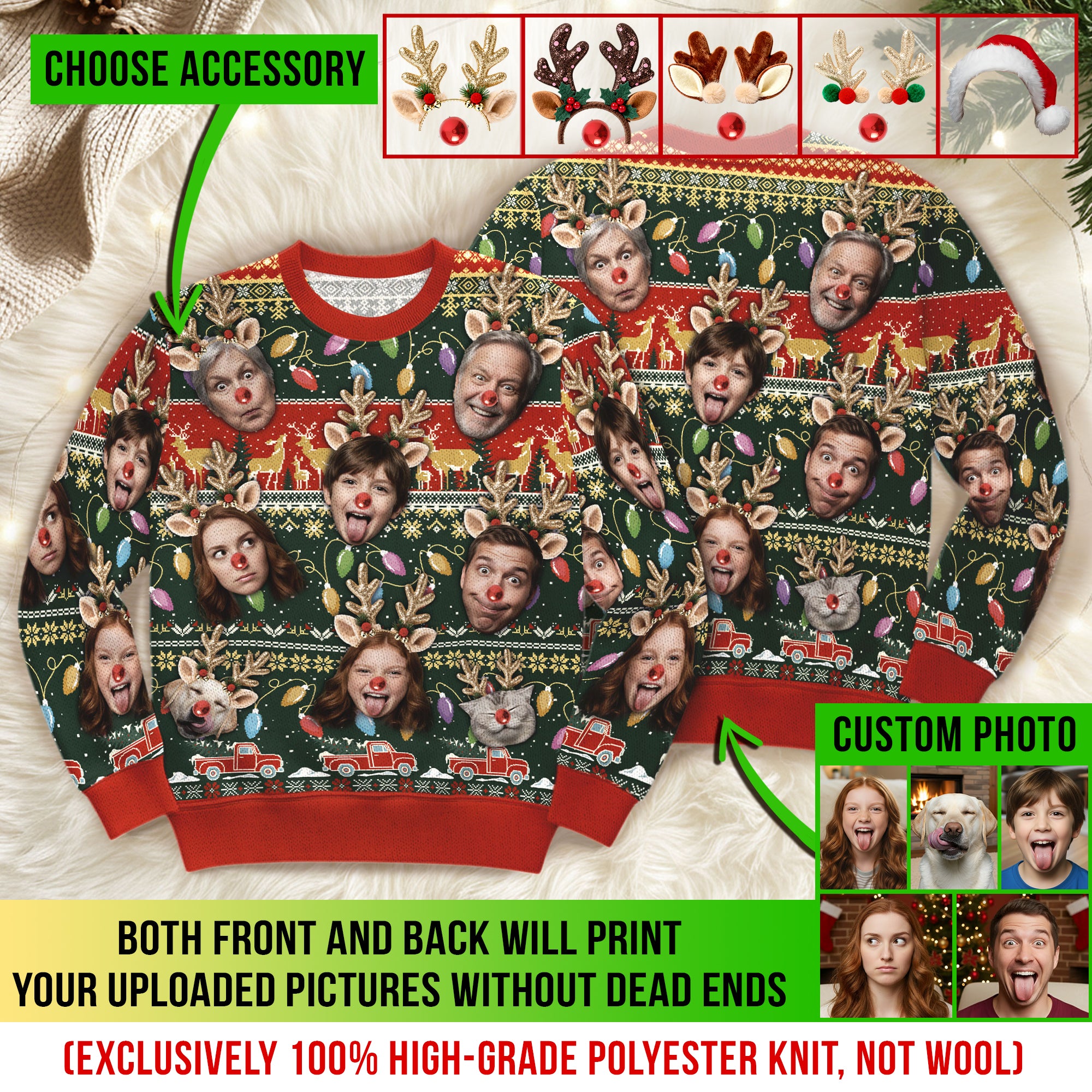 Unique Personalized Christmas Face Sweater – Perfect Holiday Party Outfit