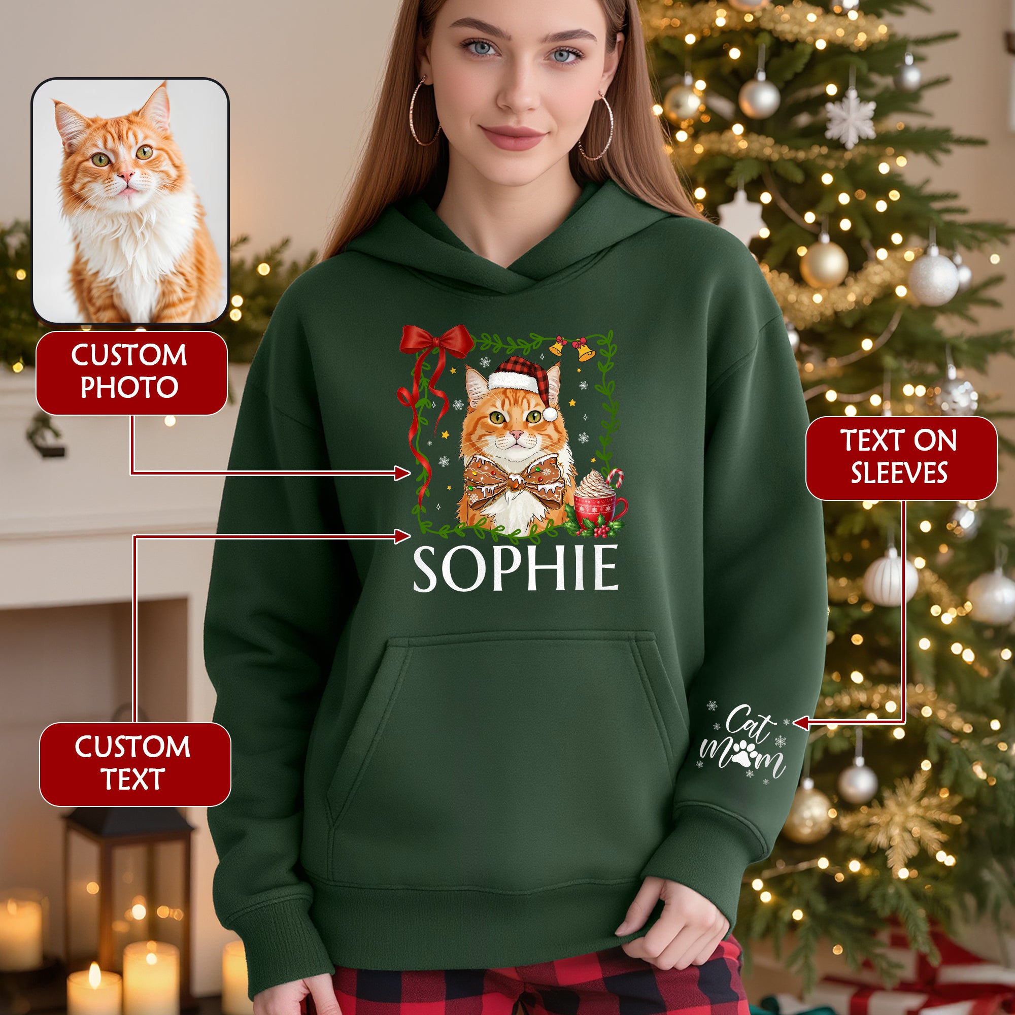 Personalized Cat Hoodie – Custom Pet Photo Hoodie Gift for Cat Moms & Pet Lovers