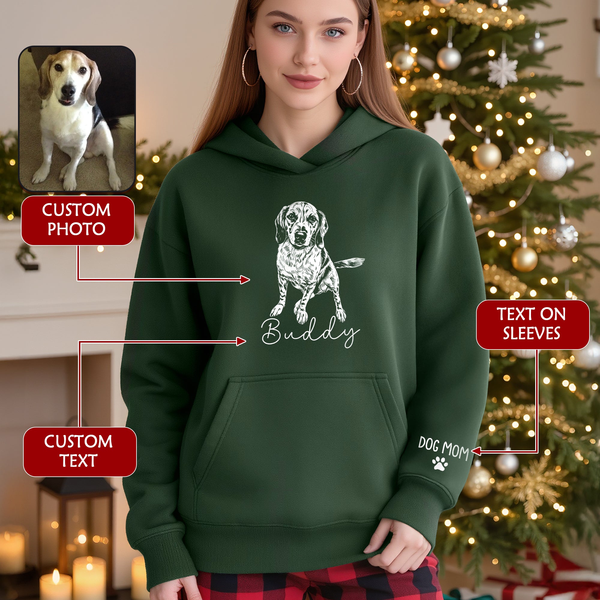 Personalized Dog Mom Hoodie, Custom Dog Line Art Hoodie with Pet Name, Unique Gift for Dog Lovers