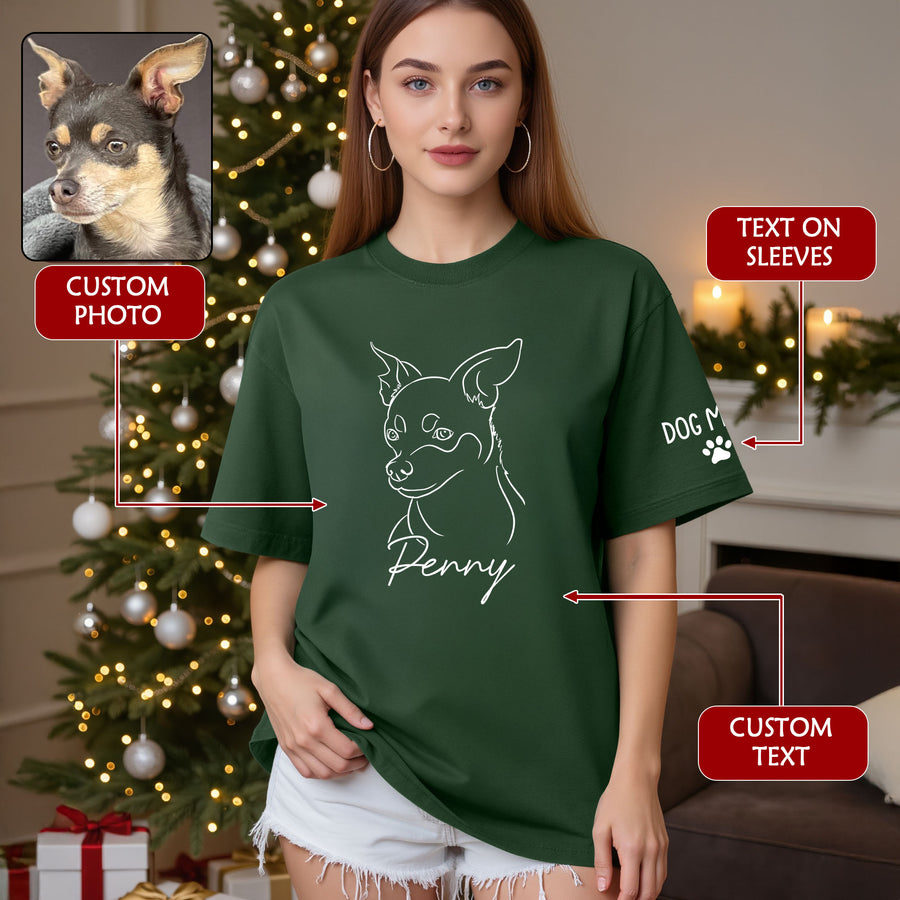 Personalized Dog Mom T-Shirt – Custom Dog Line Art Tee with Pet Name, Unique Gift for Dog Lovers