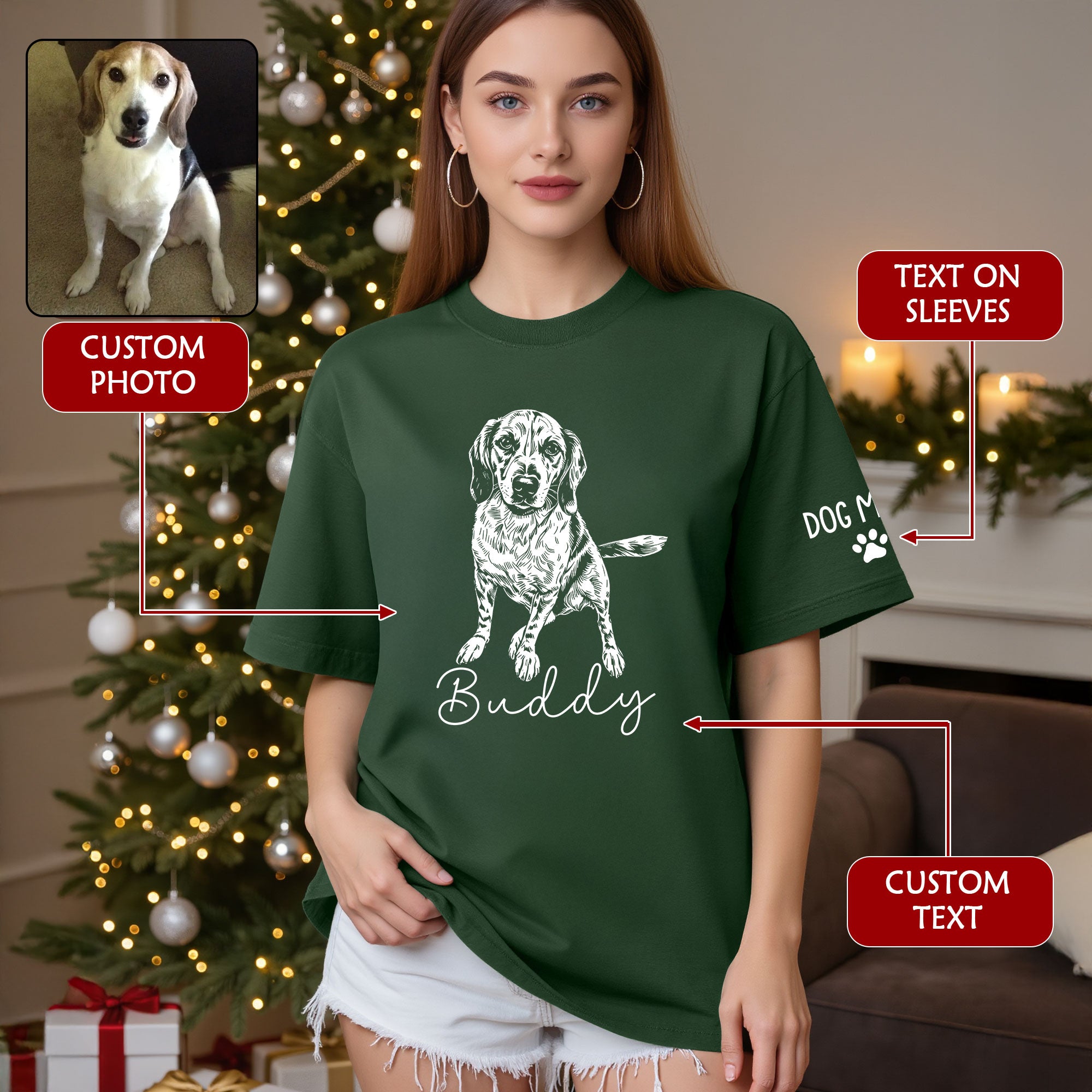 Personalized Dog Mom T-Shirt, Custom Dog Line Art Tee with Pet Name, Unique Gift for Dog Lovers