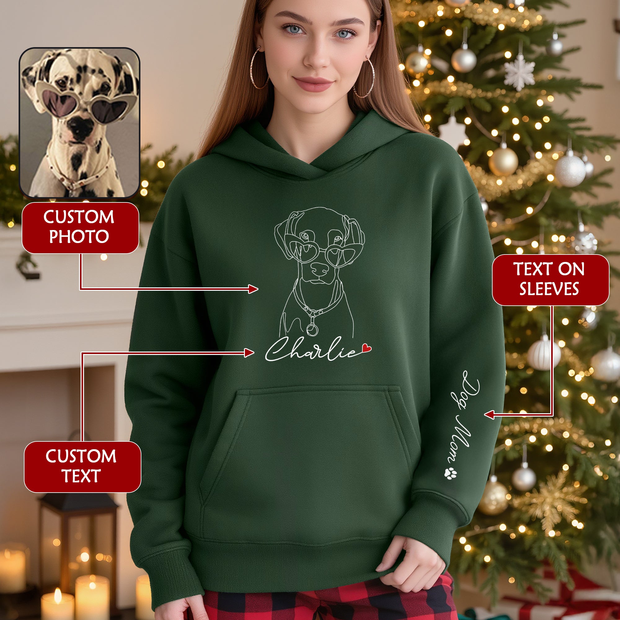 Custom Line Art Dog Hoodie – Personalized Pet Drawing & Name Gift for Pet Owners