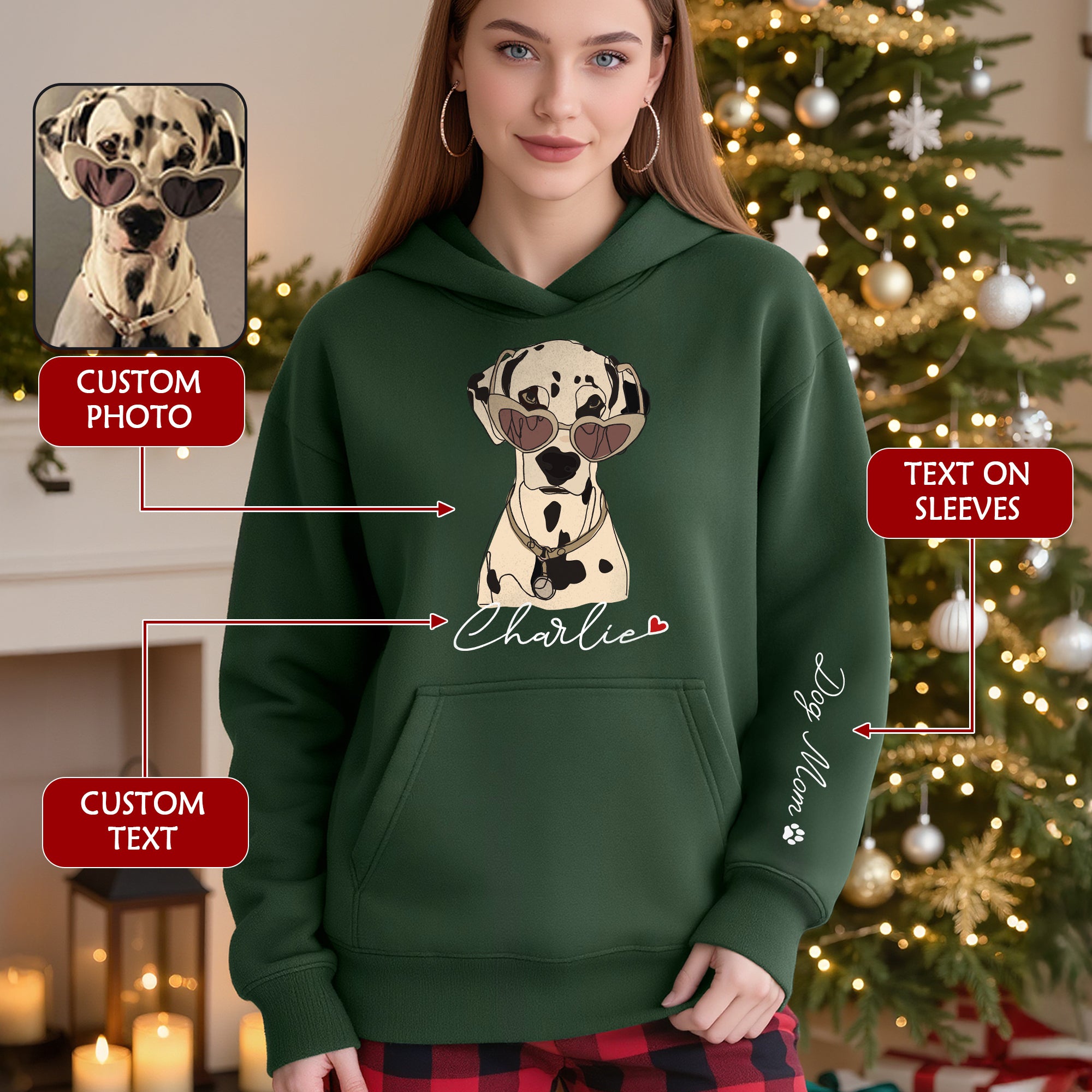 Personalized Dog Hoodie – Custom Pet Portrait with Name | Unique Gift for Pet Lovers