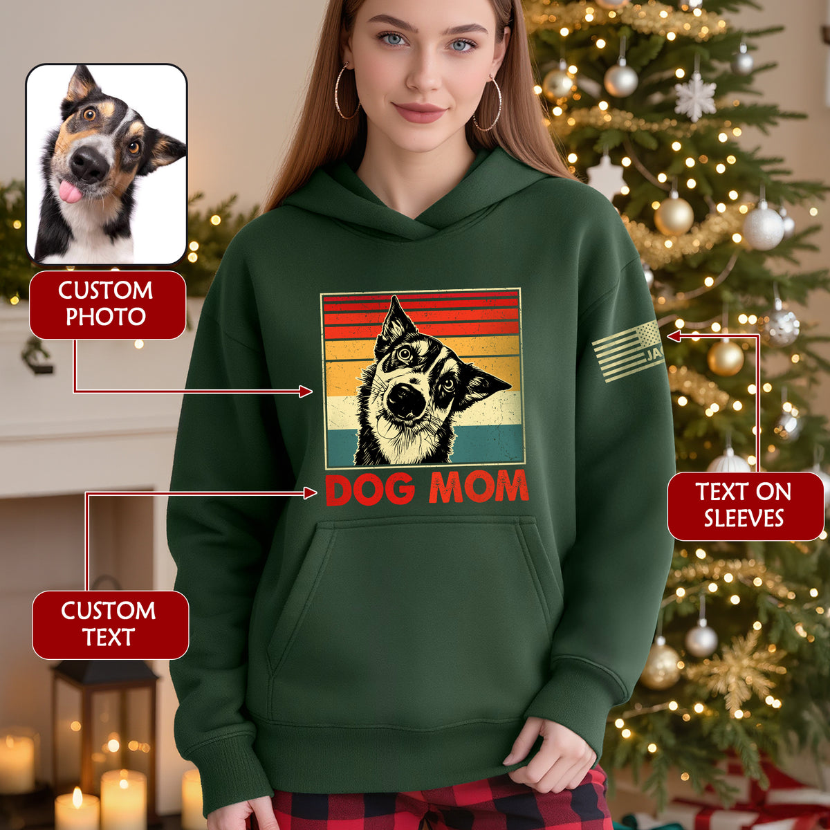Custom Dog Dad Hoodie – Personalized Pet Photo Retro Hoodie, Gift for Dog Lovers
