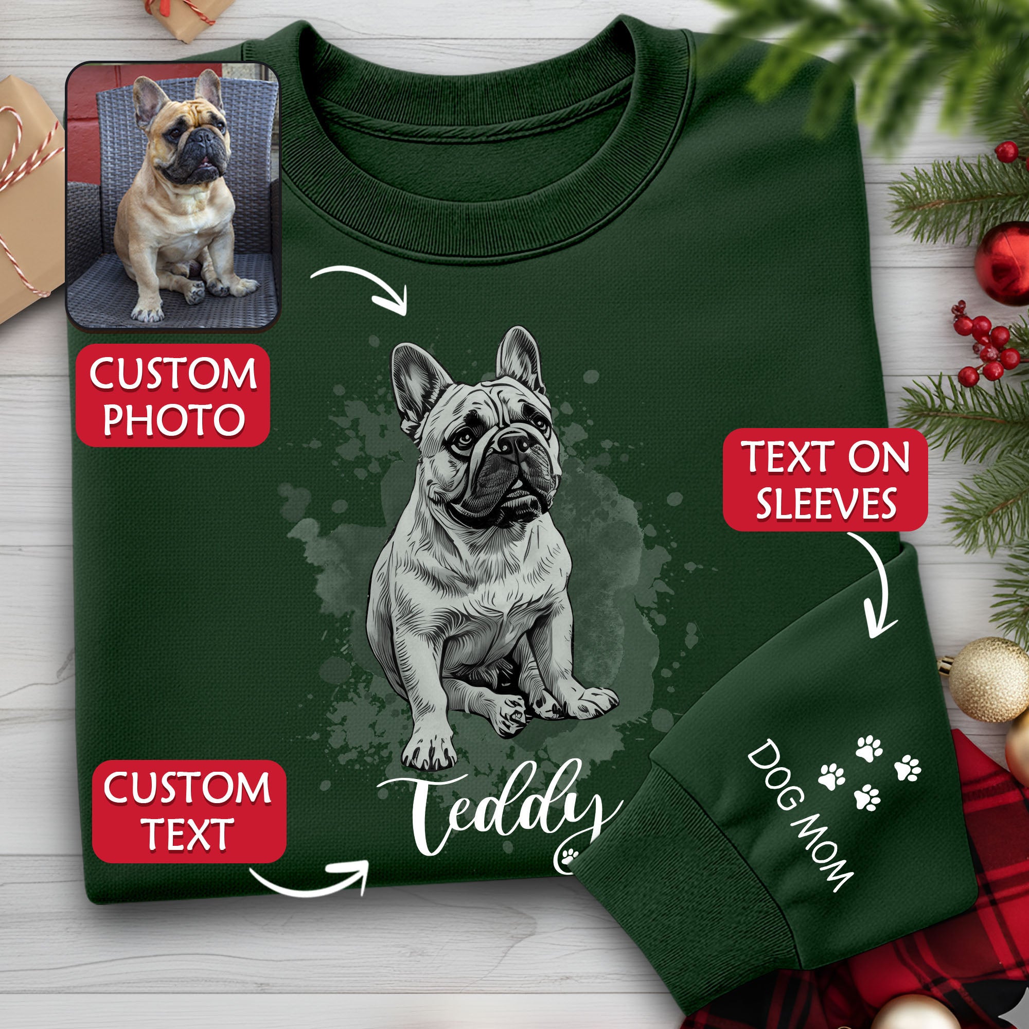 Custom Dog Sweatshirt – Personalized Pet Drawing of Your Dog, Ideal Gift for Dog Lovers
