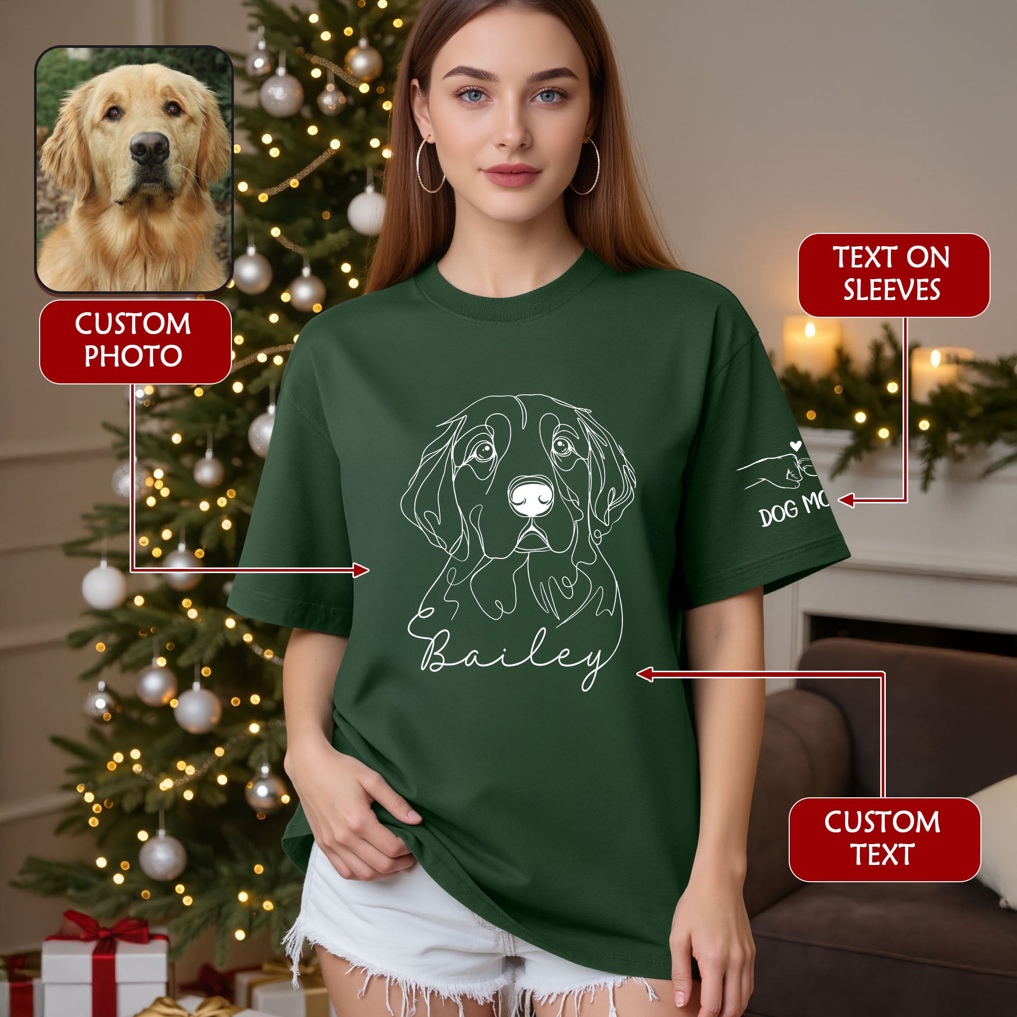 Custom Pet Photo T-Shirt – Personalized Dog Mom Shirt, Funny Christmas Gift for Pet Lovers