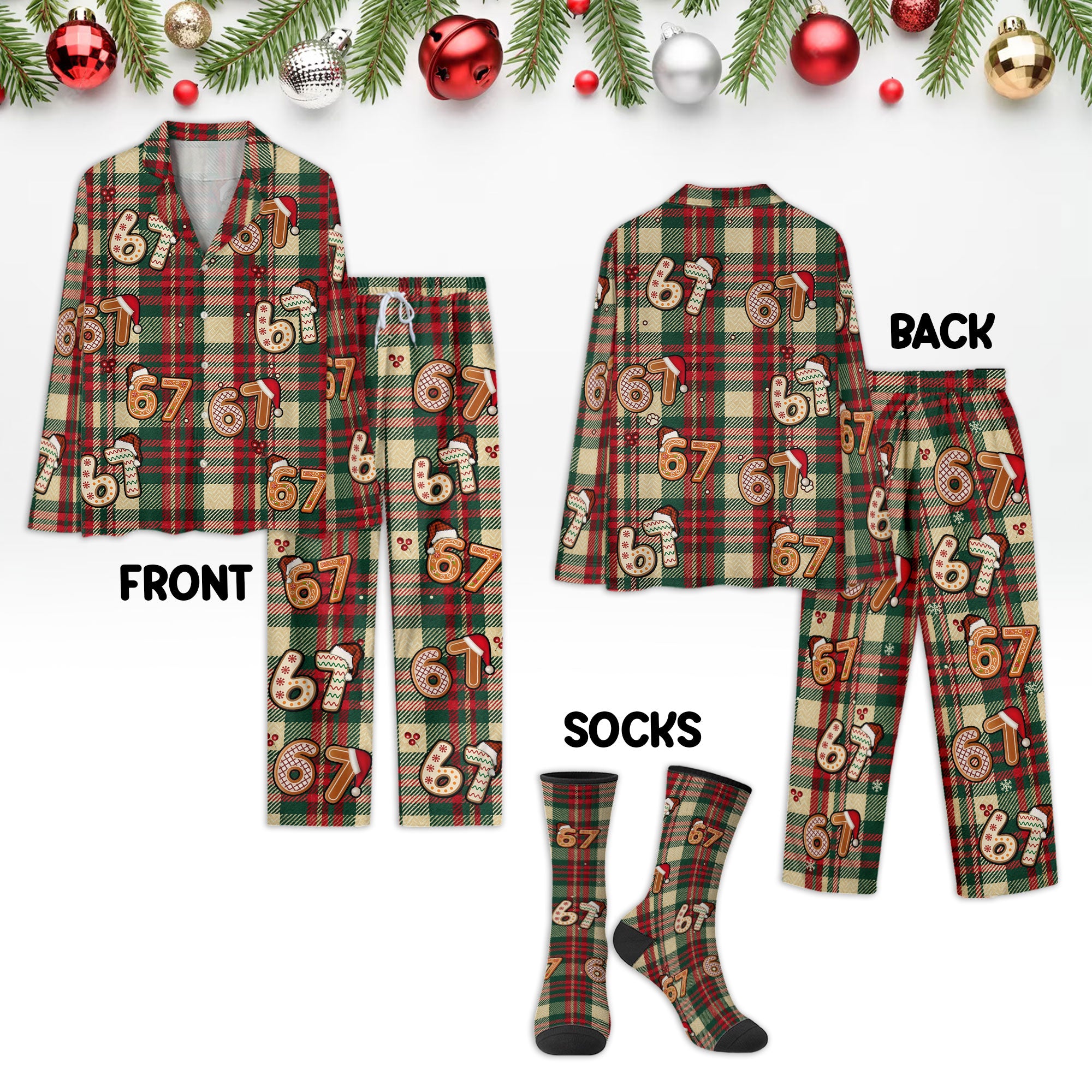 Christmas Number Print Pajamas Set – Festive 6 7 Pattern Sleepwear