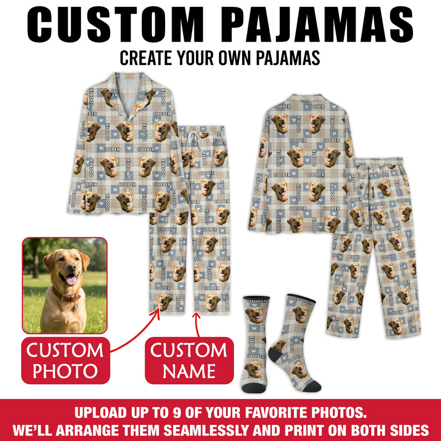 Custom Dog Face Pajamas – Funny Holiday PJs for Pet Lovers, Personalized Christmas Gift Loungewear
