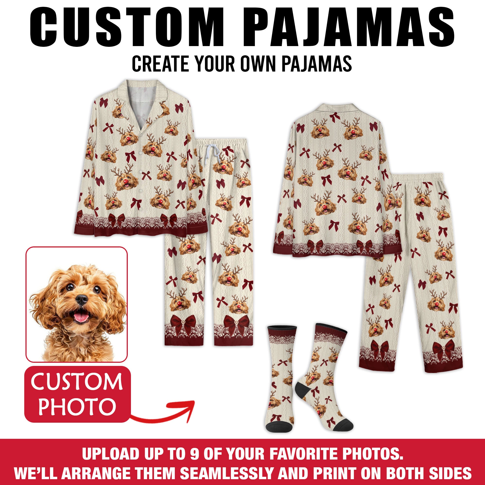 Custom Pet Photo Pajama Pants – Soft Imitation Cotton, Personalized Dog Lounge Wear Gift