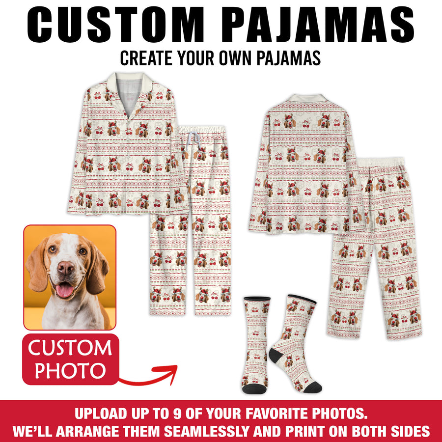 Custom Holiday Pet Pajama Pants – Personalized Dog Photo Christmas Lounge Bottoms