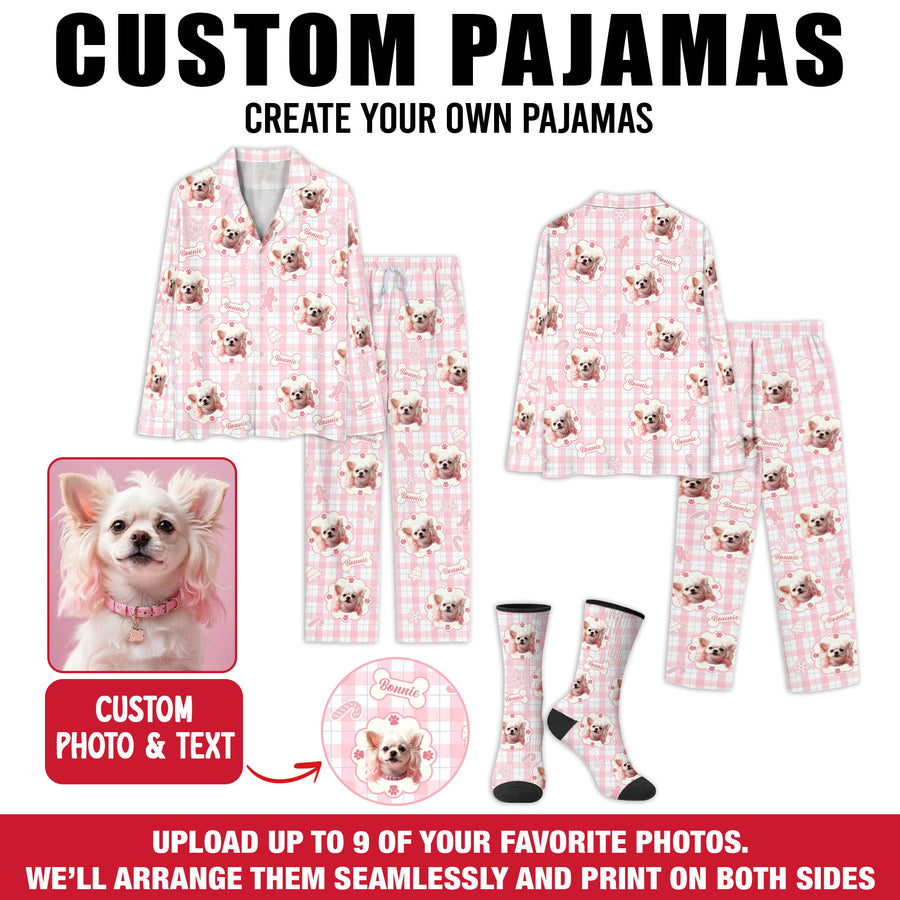 Pet Face Personalized Pajamas – Custom Christmas PJs for Women, Dog Lover Gift, Cute Holiday Sleepwear