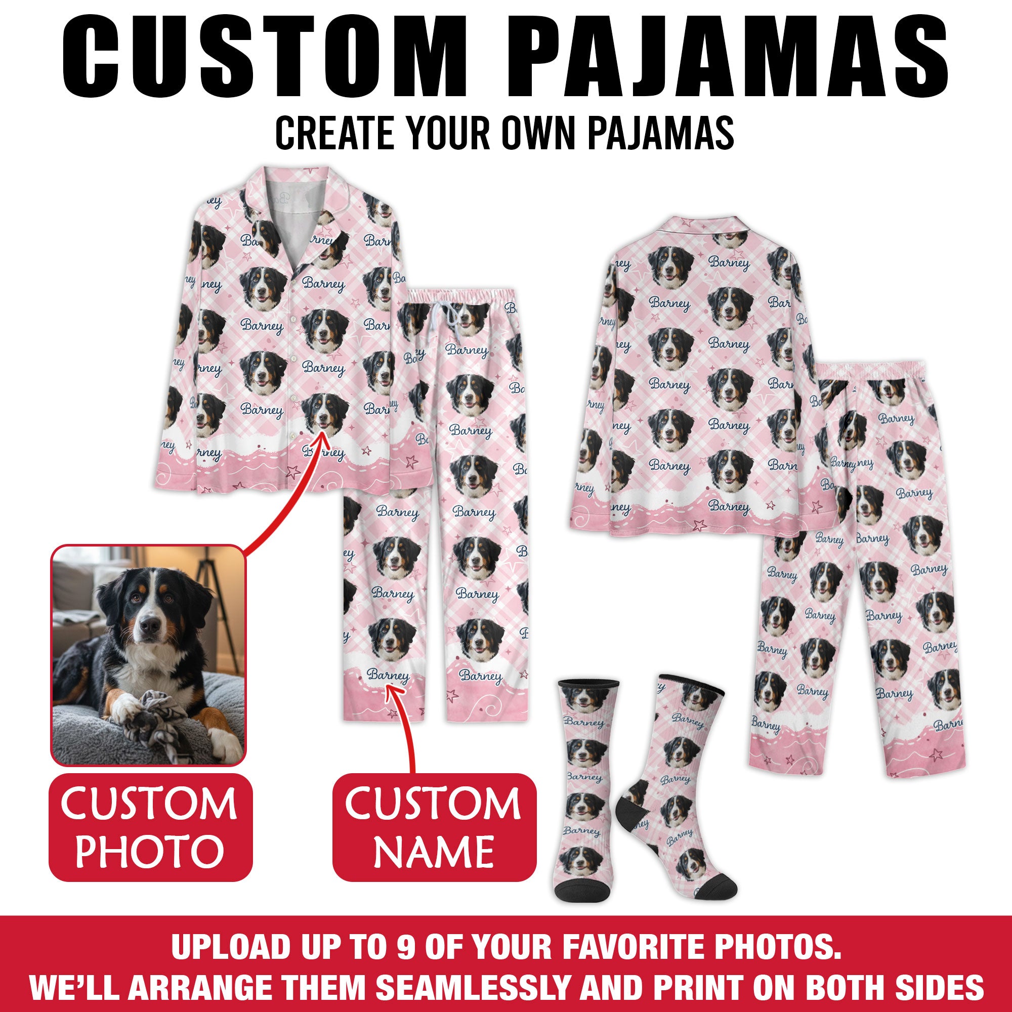 Custom Pet Face Sleepwear – Personalized Dog Print Pajamas