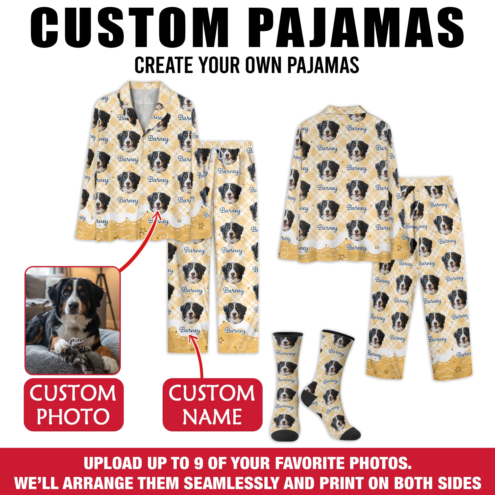 Matching Pet Pajamas – Custom Dog Face Lounge Outfit