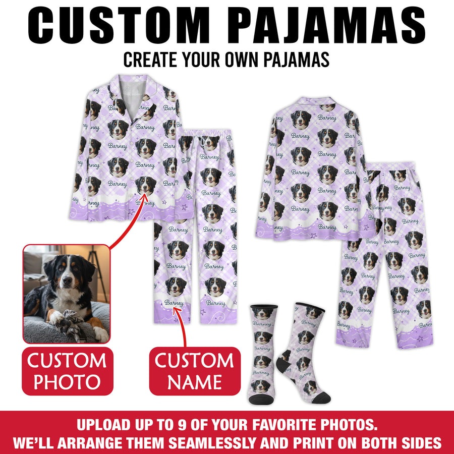Dog Lover Custom Pajama Set – Personalized Pet Face Sleep Collection