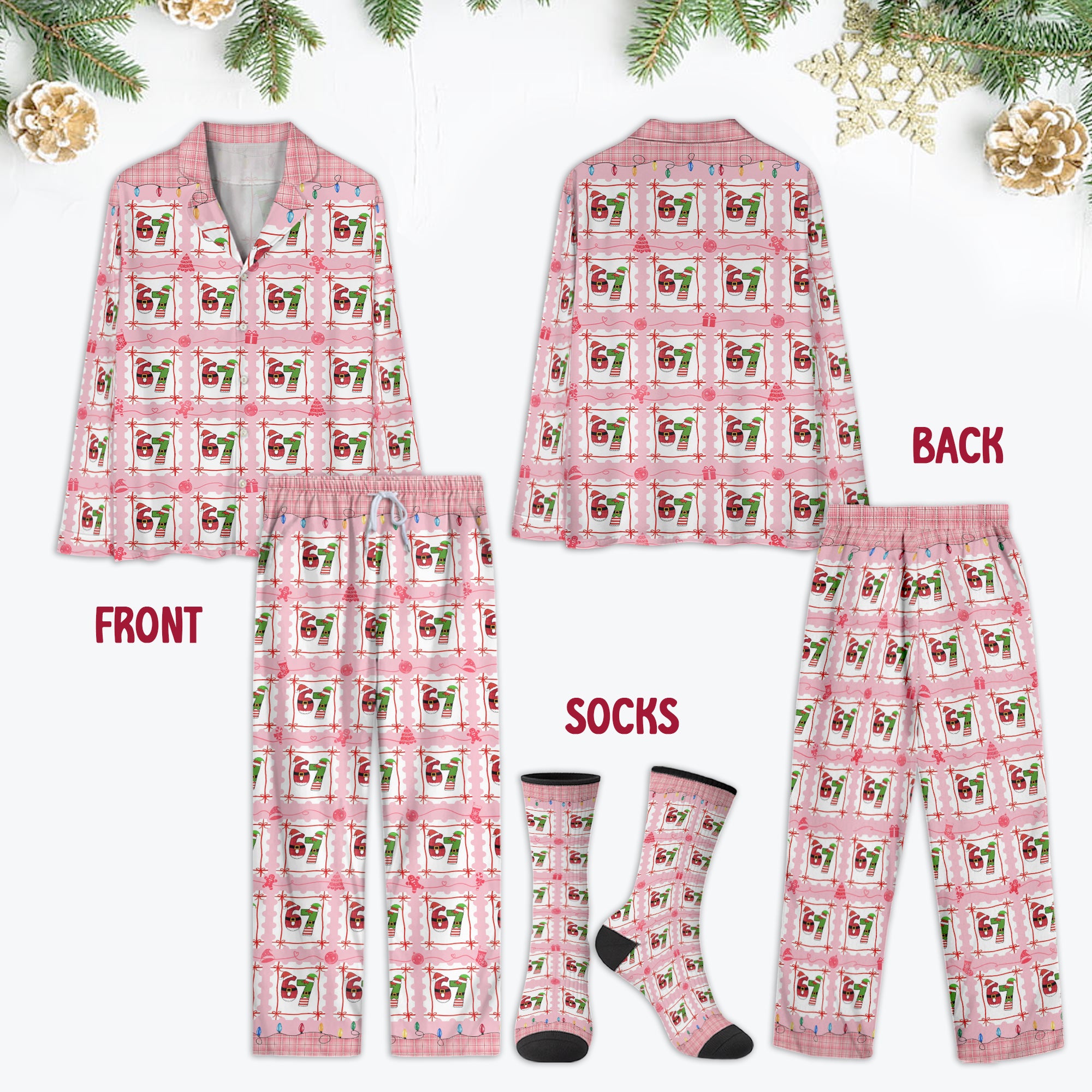 Christmas Family PJ Set – Unique Santa Hat Numbers 6 7 Design