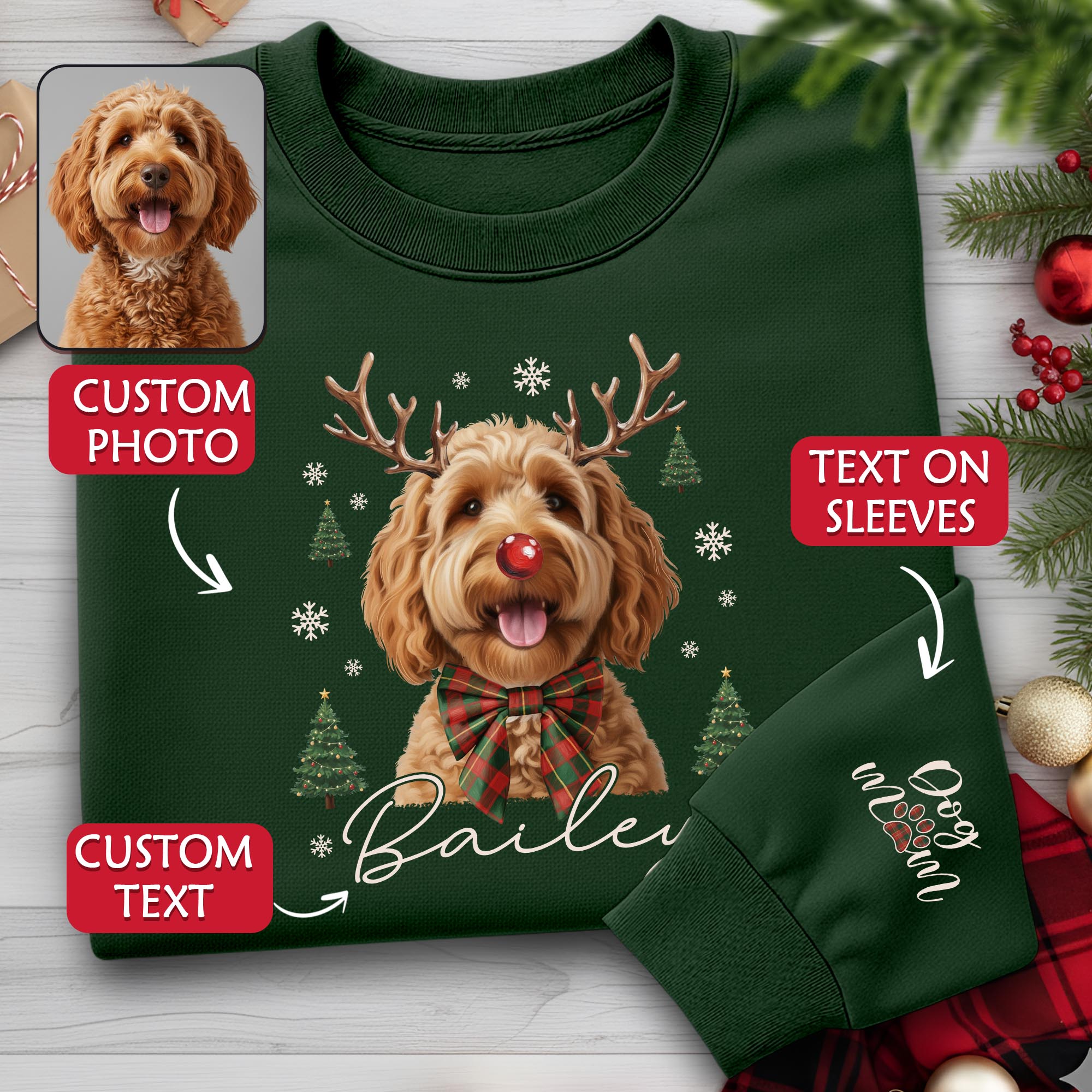 Custom Pet Face Dog Mom Sweatshirt – Personalized Gift for Dog Lovers