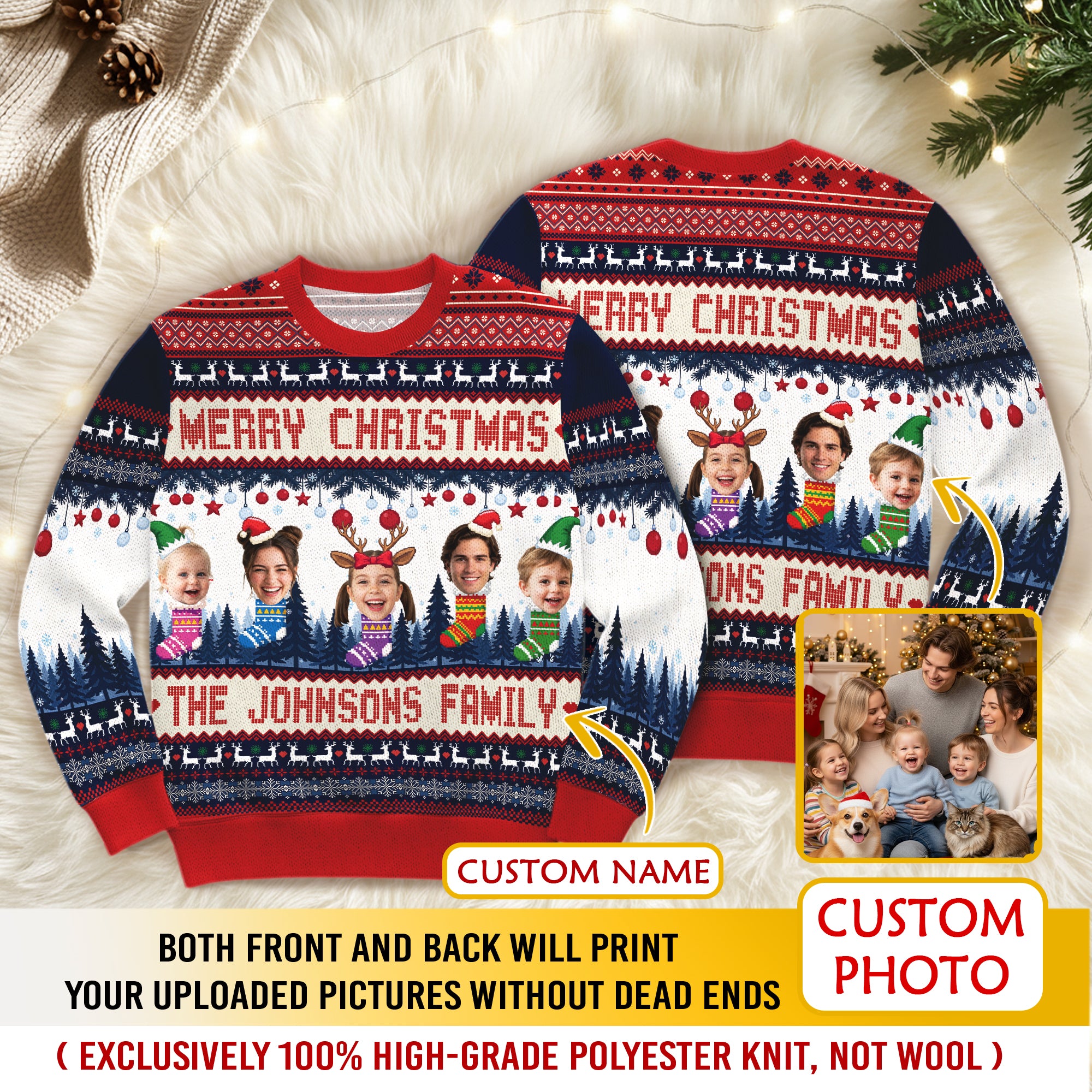 Personalized Christmas Sweater – Custom Family Xmas Outfit for Men & Women, Cute Gift