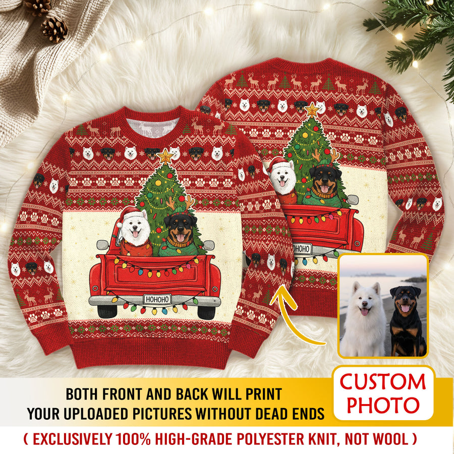 Custom Face Dog Christmas Sweater – Funny Ugly Xmas Sweater for Dog Dad, Personalized Holiday Gift