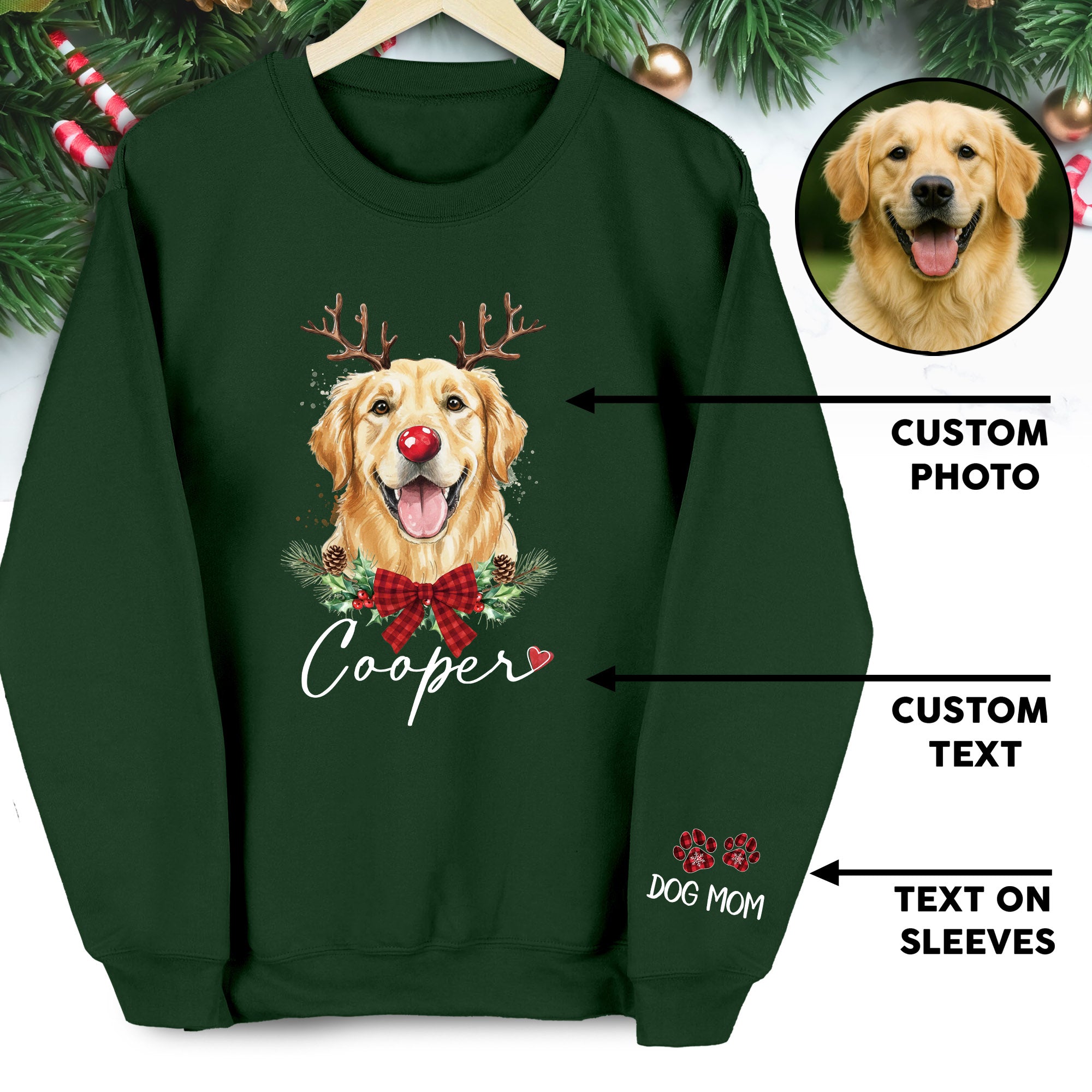 Custom Pet Face Dog Mom Sweatshirt – Personalized With Your Pup’s Photo