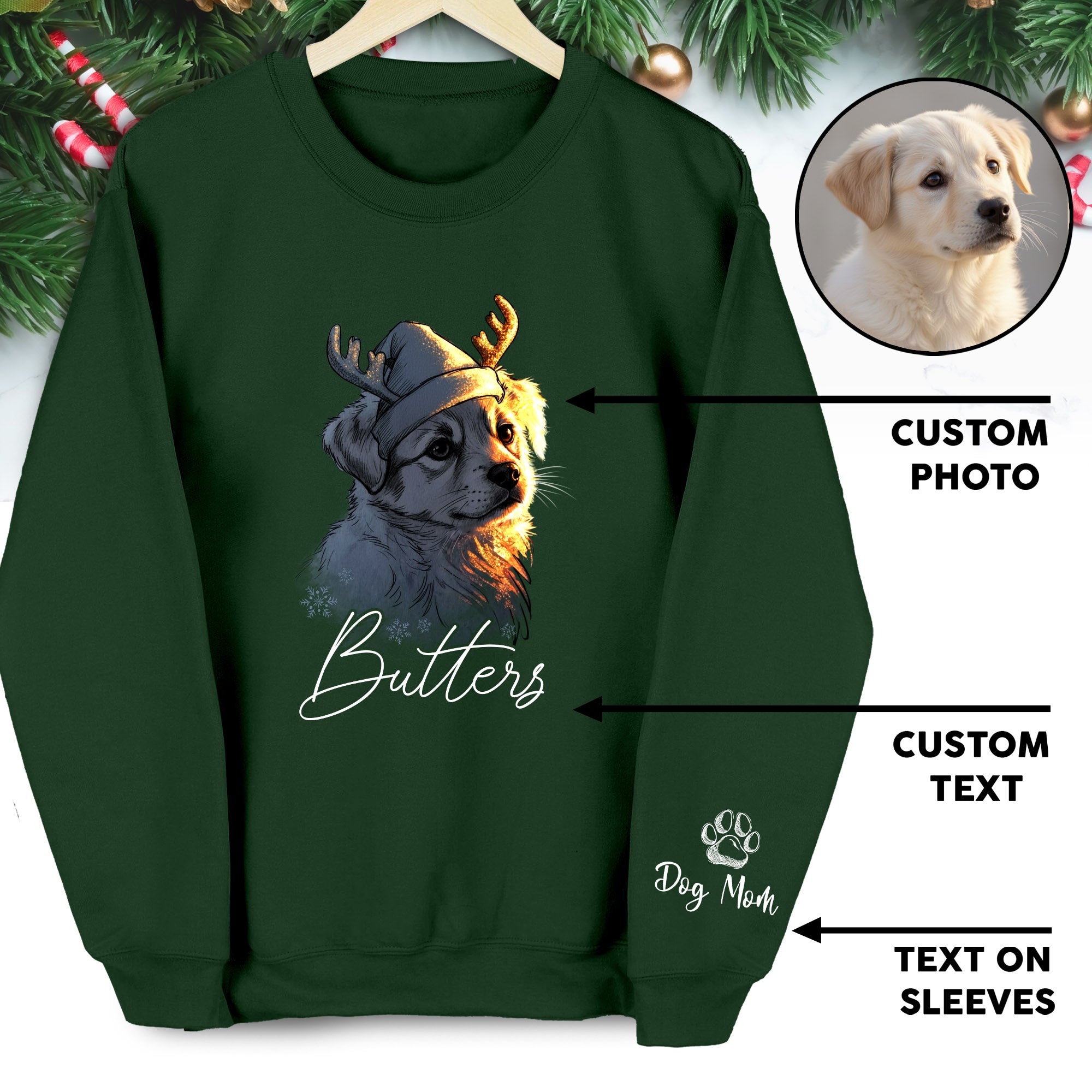 Personalized Dog Mom Sweatshirt Featuring Your Pet’s Face