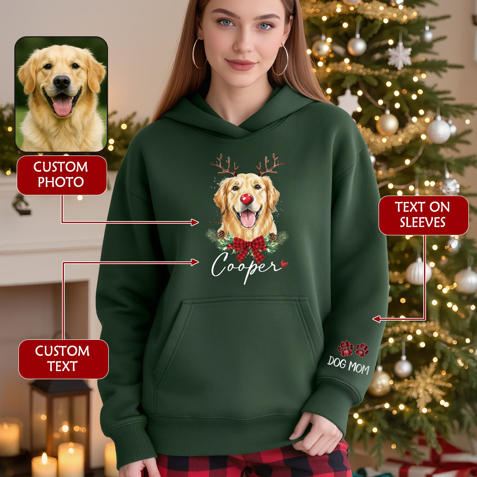 Dog Mom Christmas Hoodie – Cozy Holiday Sweatshirt for Pet Lovers