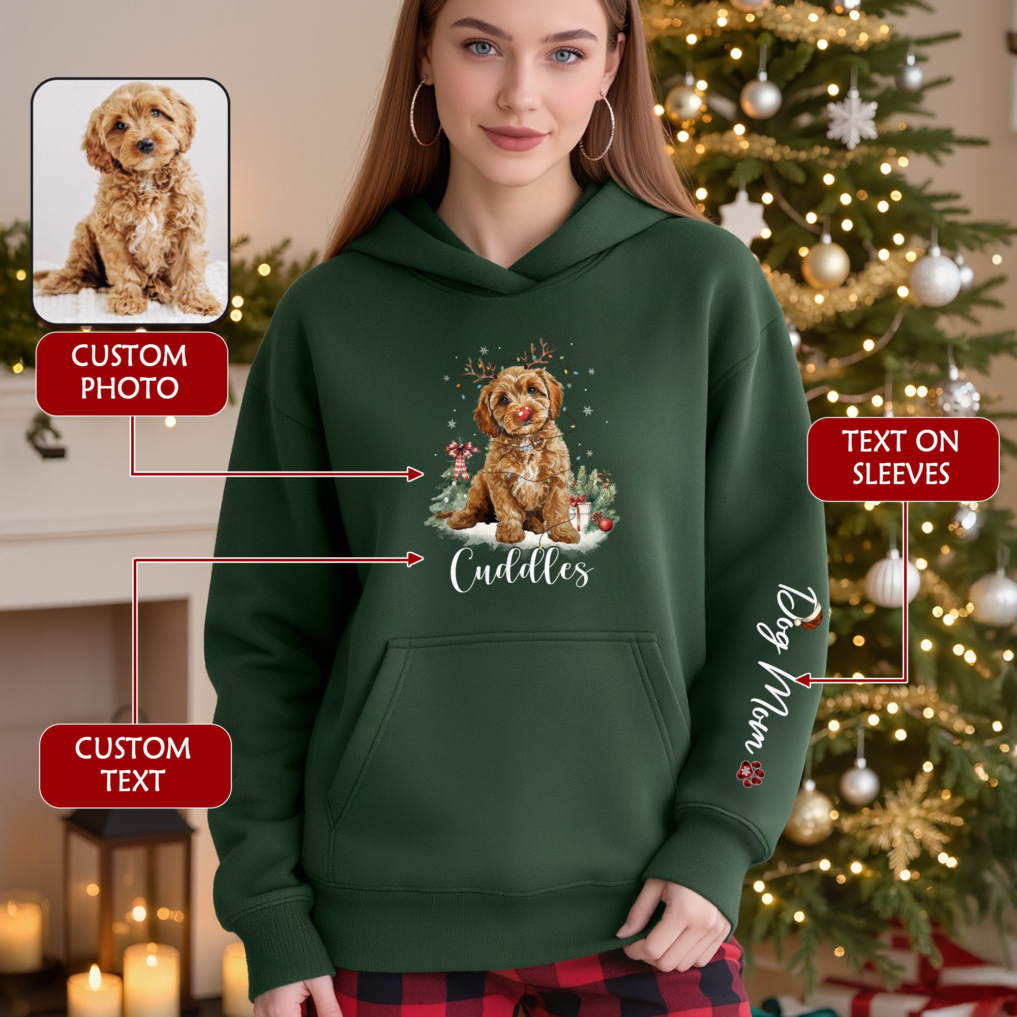 Holiday Dog Mom Hoodie – Perfect Christmas Gift for Puppy Lovers