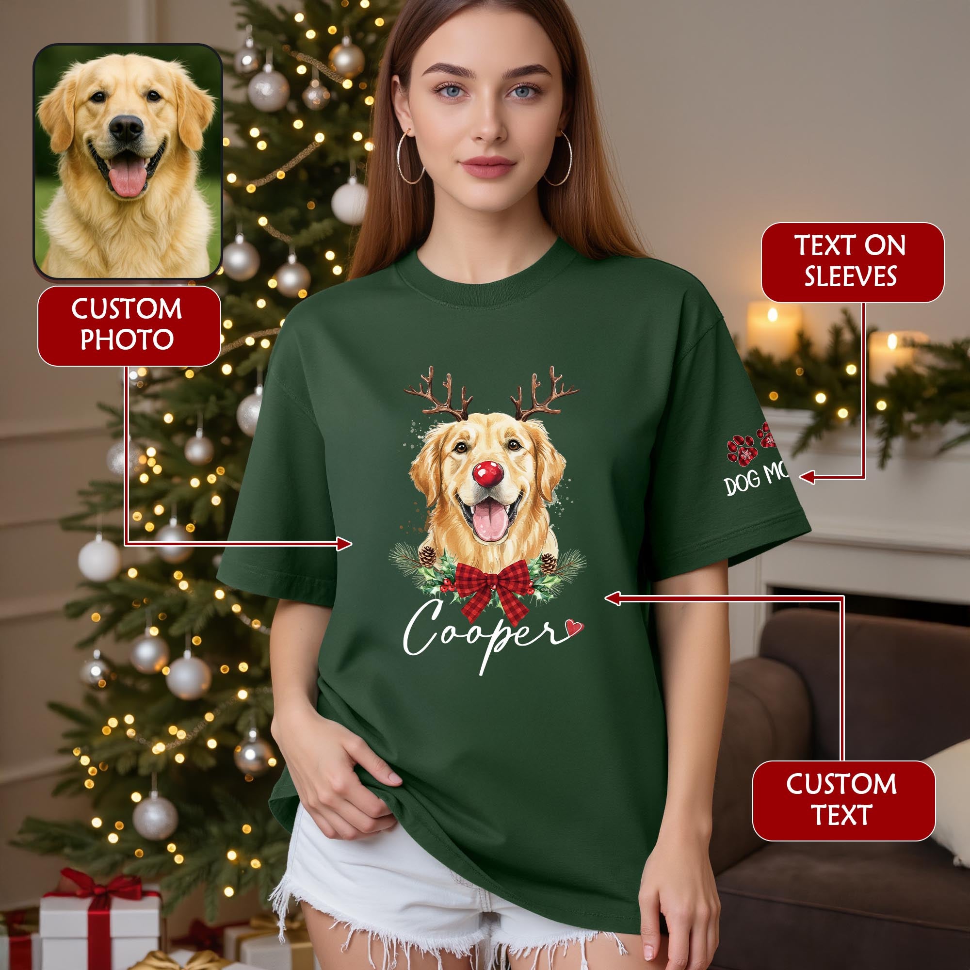 Dog Mom Christmas T-Shirt – Cute Personalized Holiday Tee for Pet Lovers
