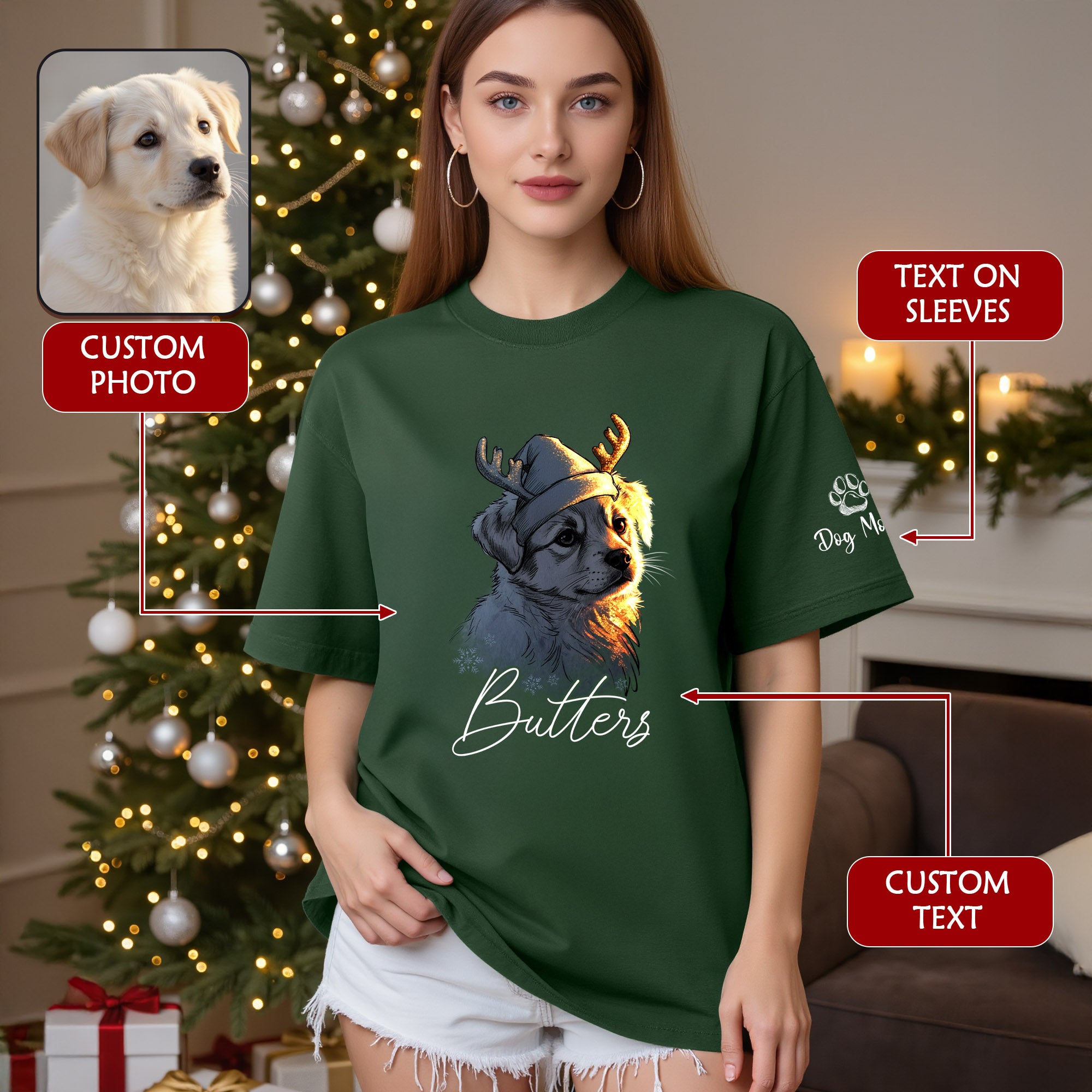 Festive Dog Mom Tee – Christmas Shirt for Women Who Love Their Pup