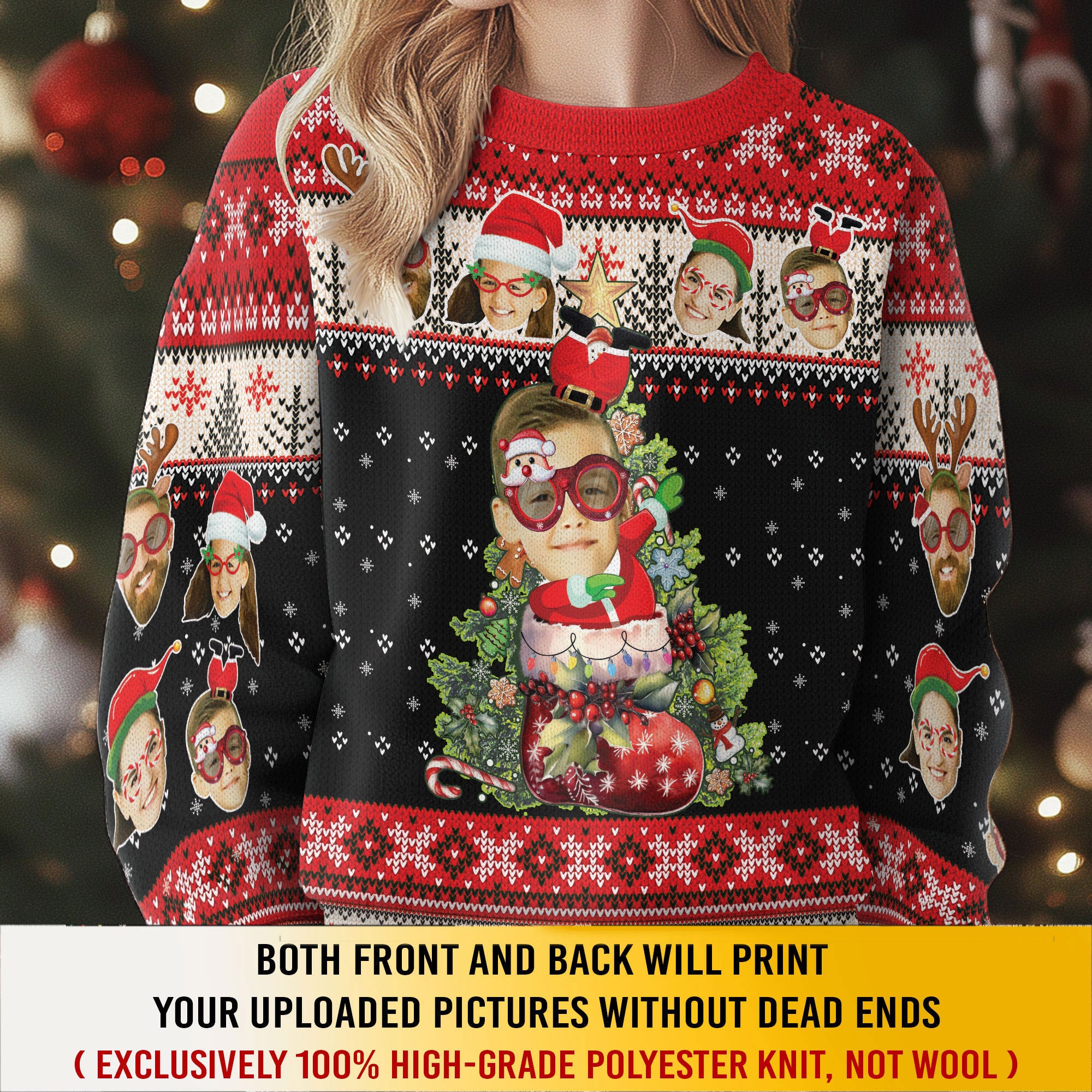 Custom Photo Ugly Christmas Sweater – Personalized Holiday Sweatshirt for Women Gift