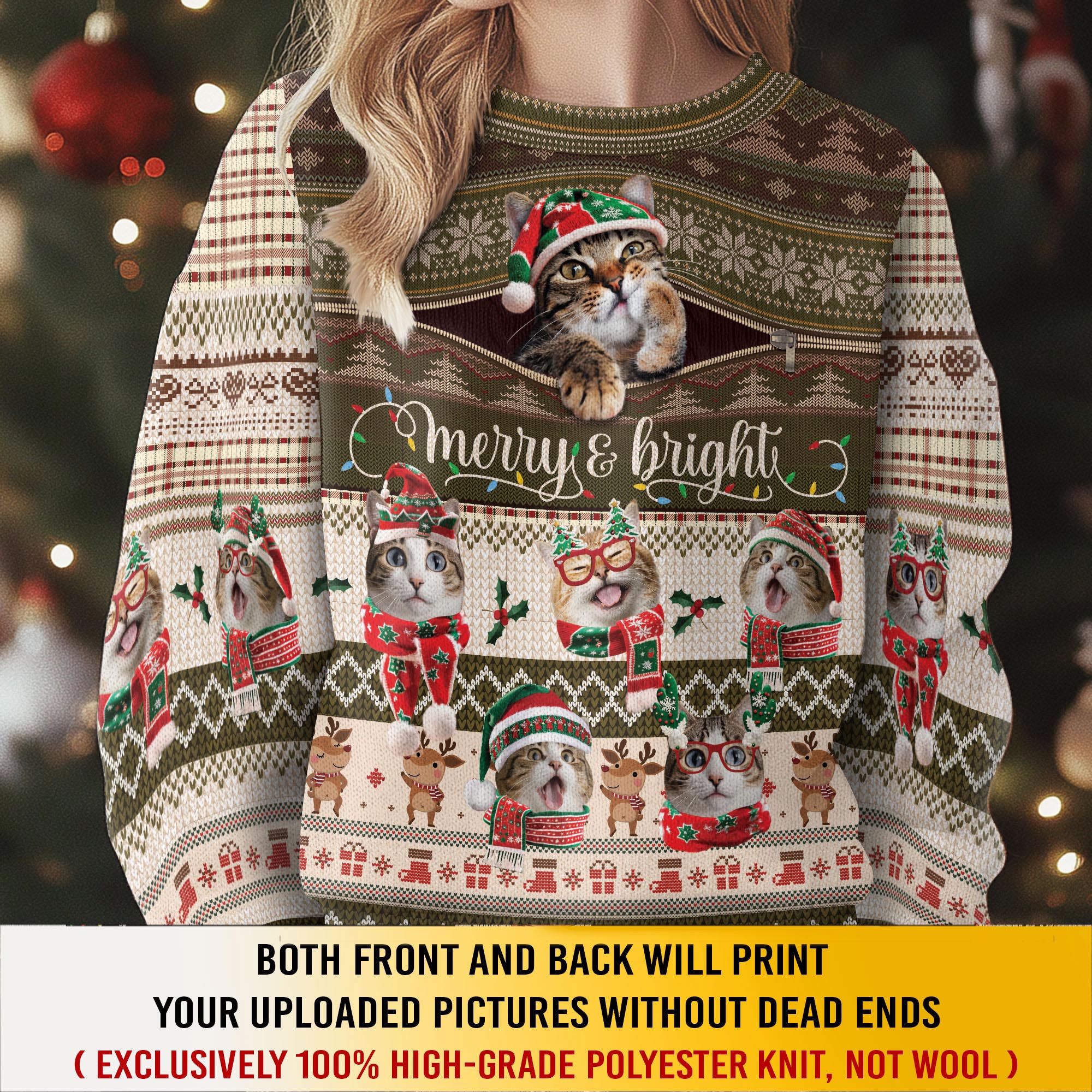 Funny Cat Christmas Sweater – Custom Holiday Sweatshirt for Men & Women Gift