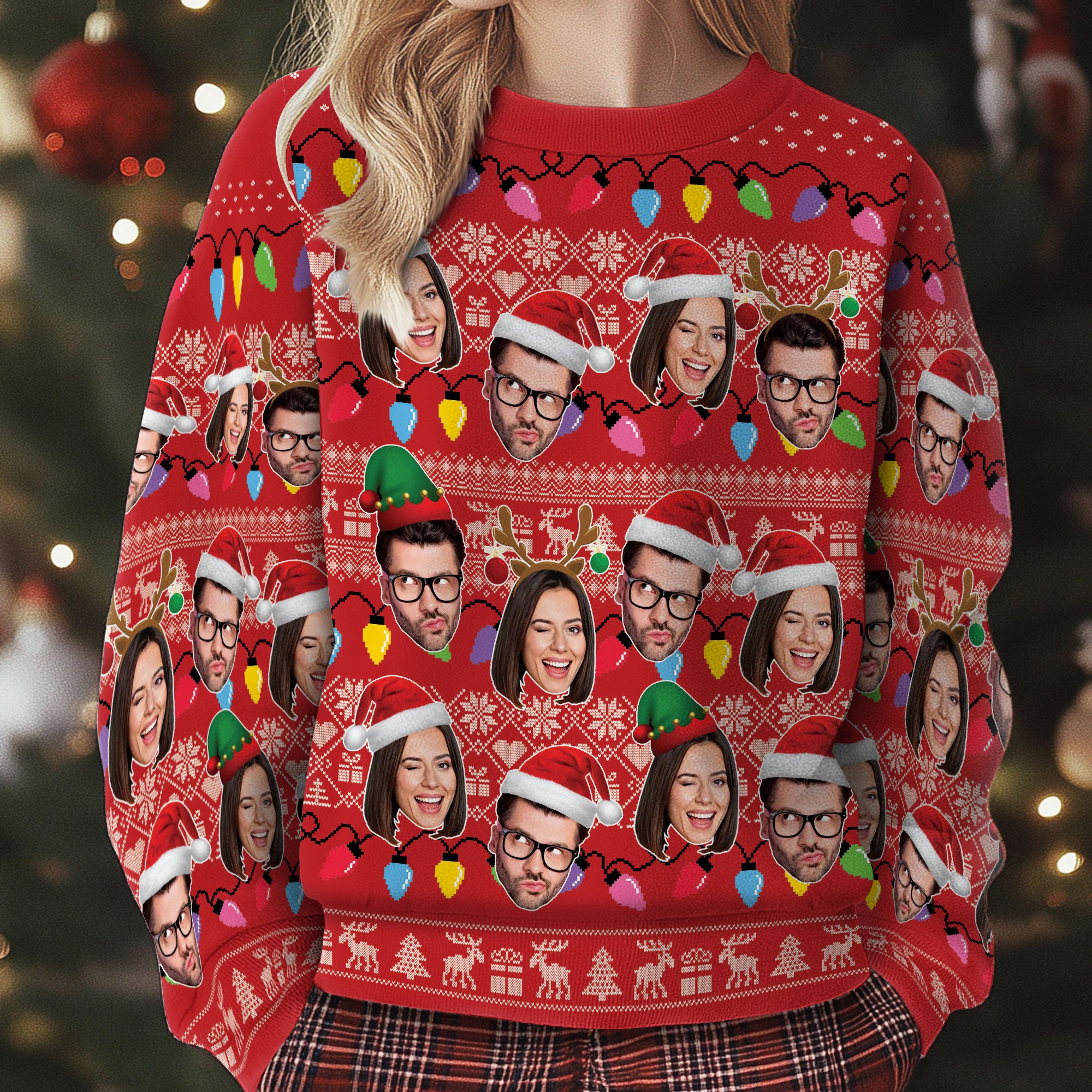 Custom Family Face Ugly Xmas Sweater – Personalized Photo Christmas Sweatshirt for Holiday Gift