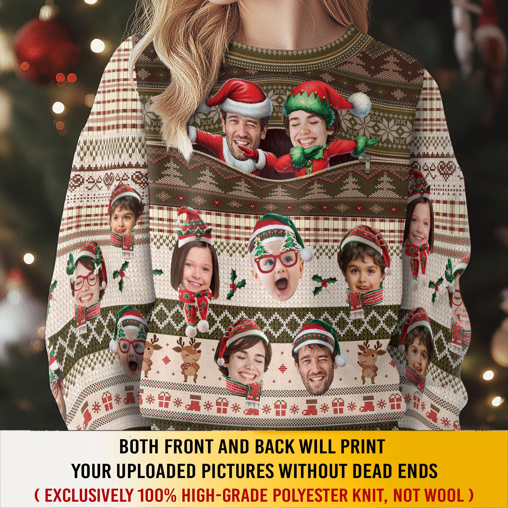 Personalized Face Holiday Christmas Sweater – Custom Ugly Xmas Sweatshirt for Funny Gift