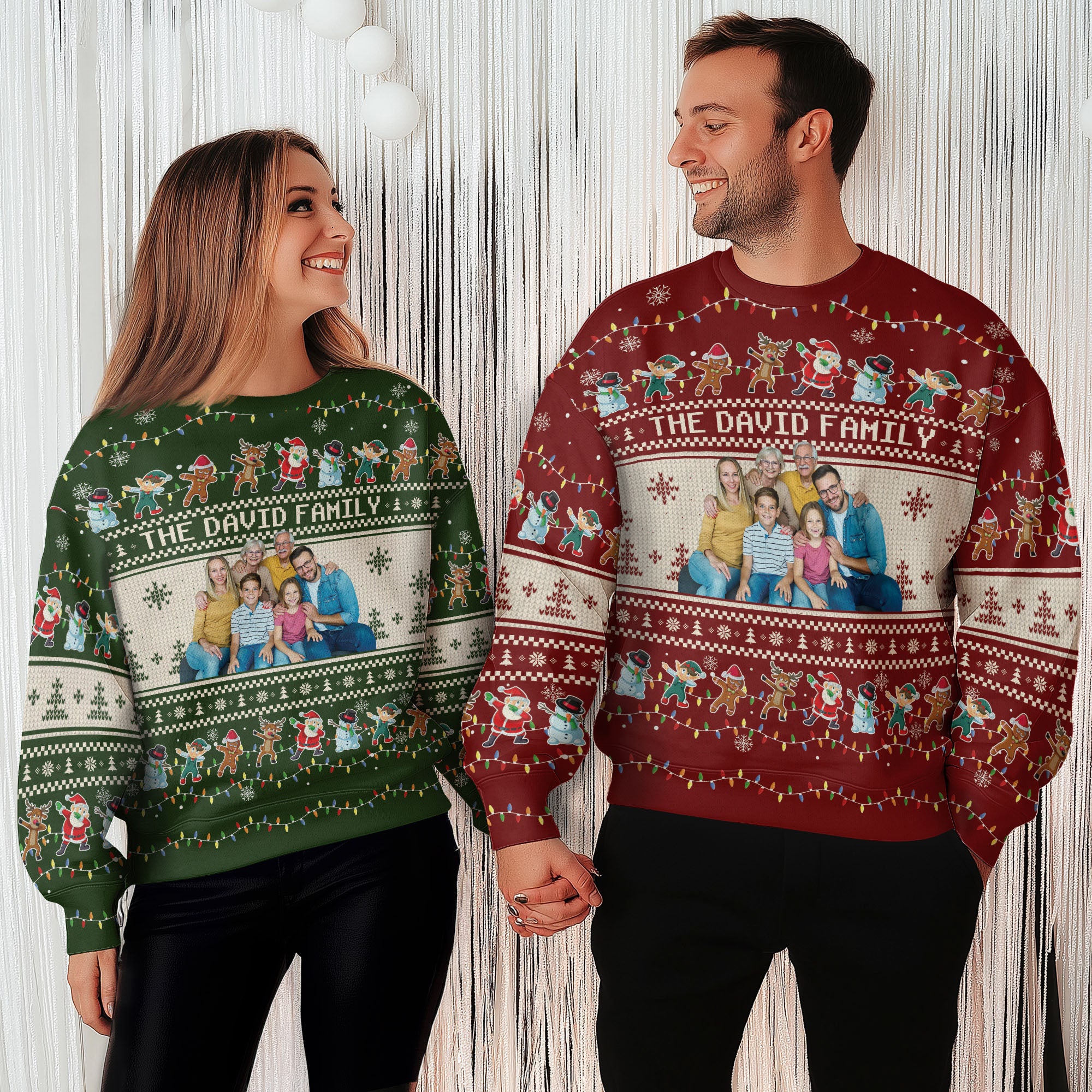 Custom Family Photo Christmas Sweater – Personalized Name Ugly Holiday Sweatshirt