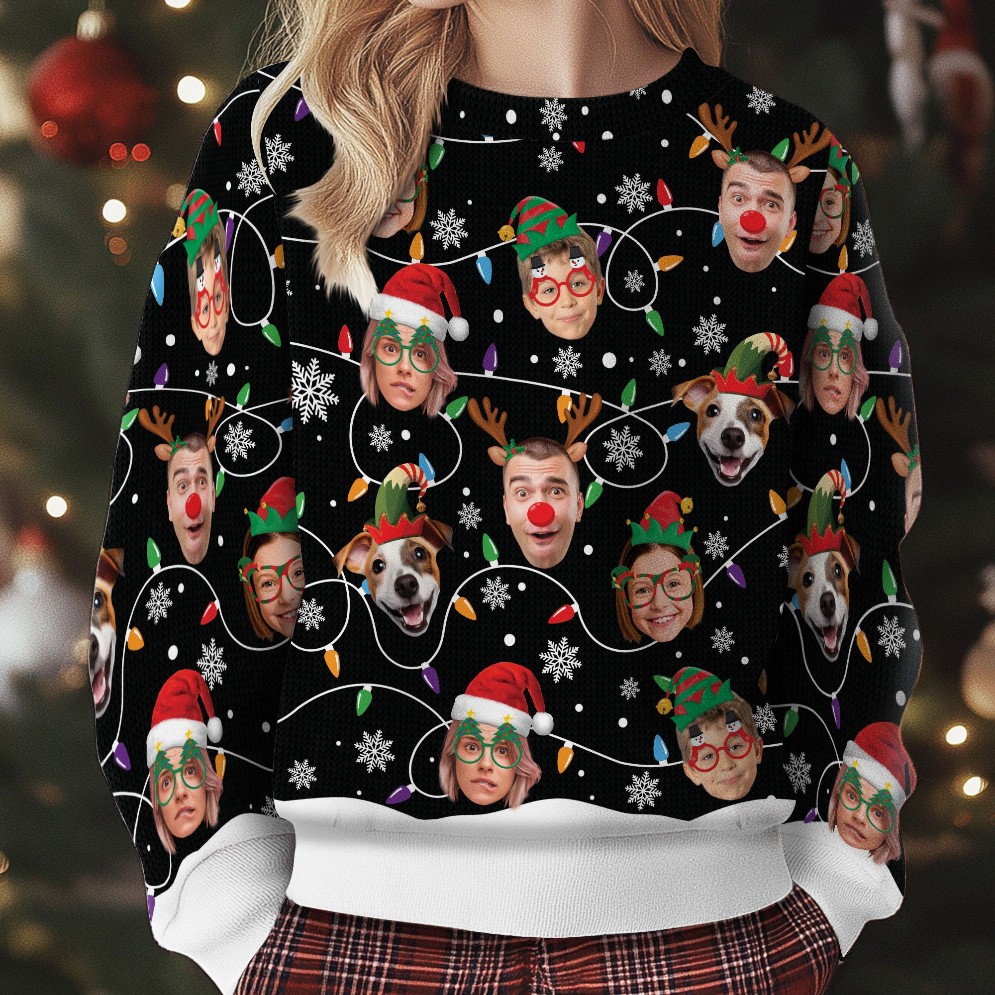 Funny Custom Pet & Human Face Christmas Sweater – Personalized Ugly Xmas Sweatshirt Gift for Pet Lovers