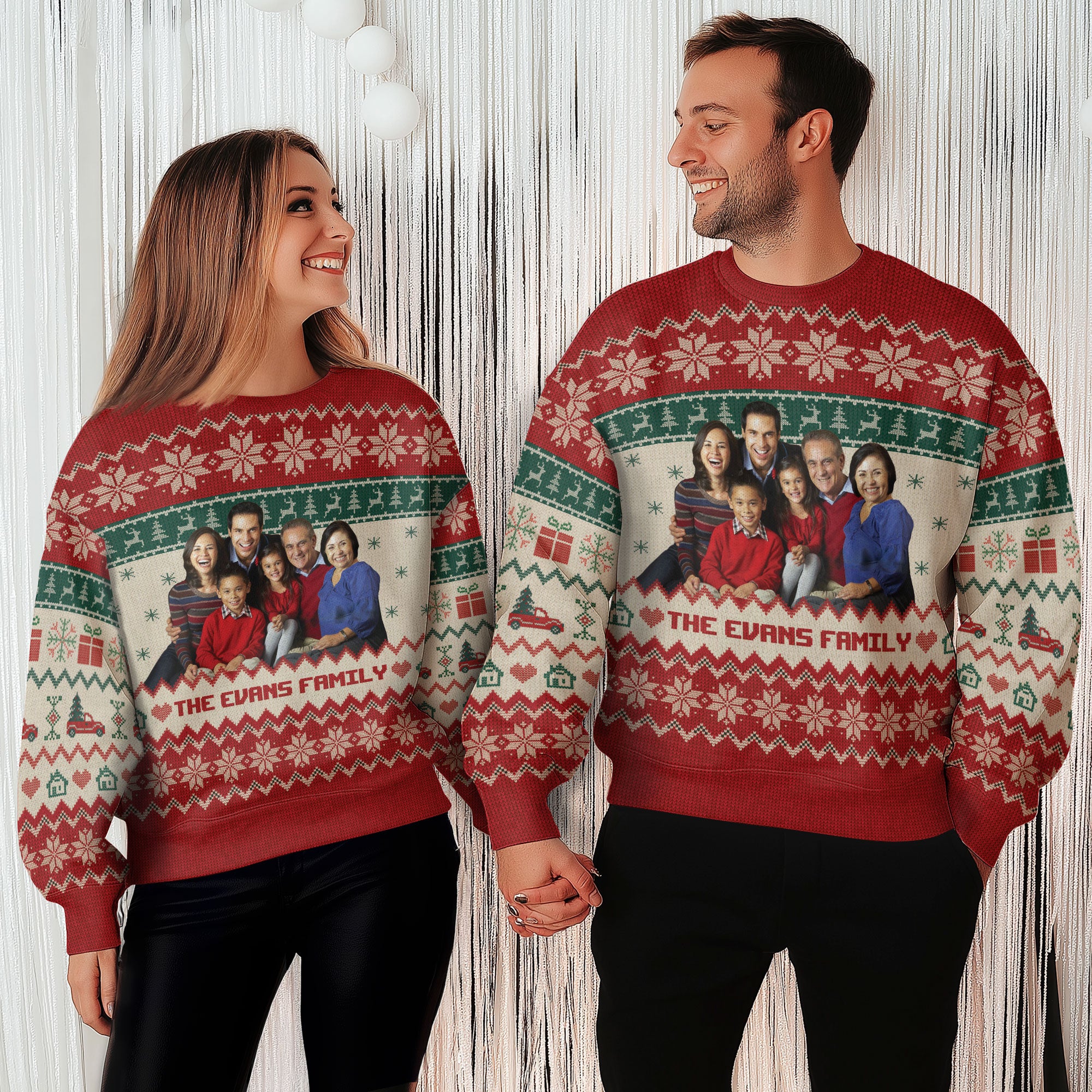 Personalized Photo Xmas Sweater for Men & Women – Custom Face Ugly Christmas Sweatshirt Gift